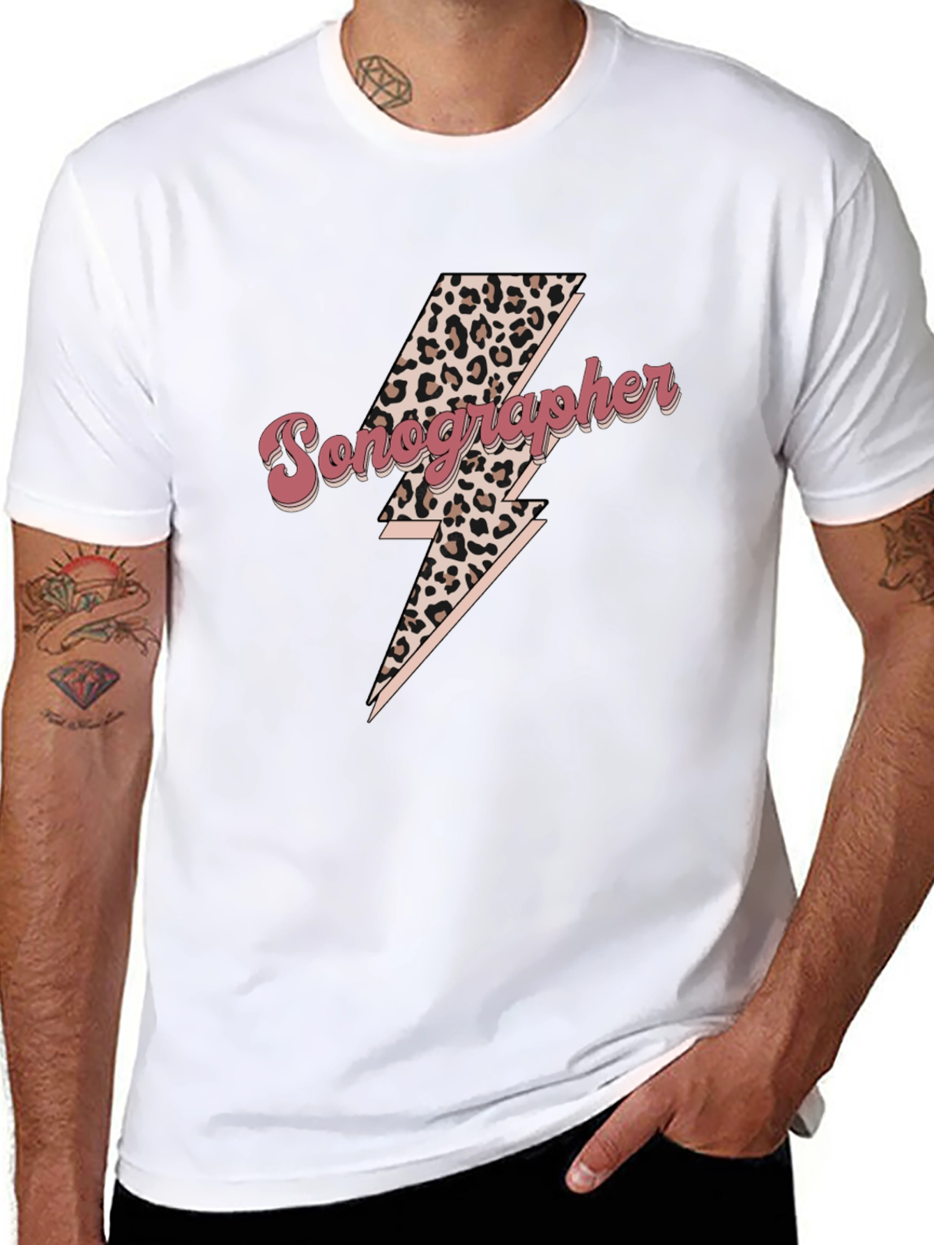 Sonographer Leopard Lightning Bolt T-Shirt