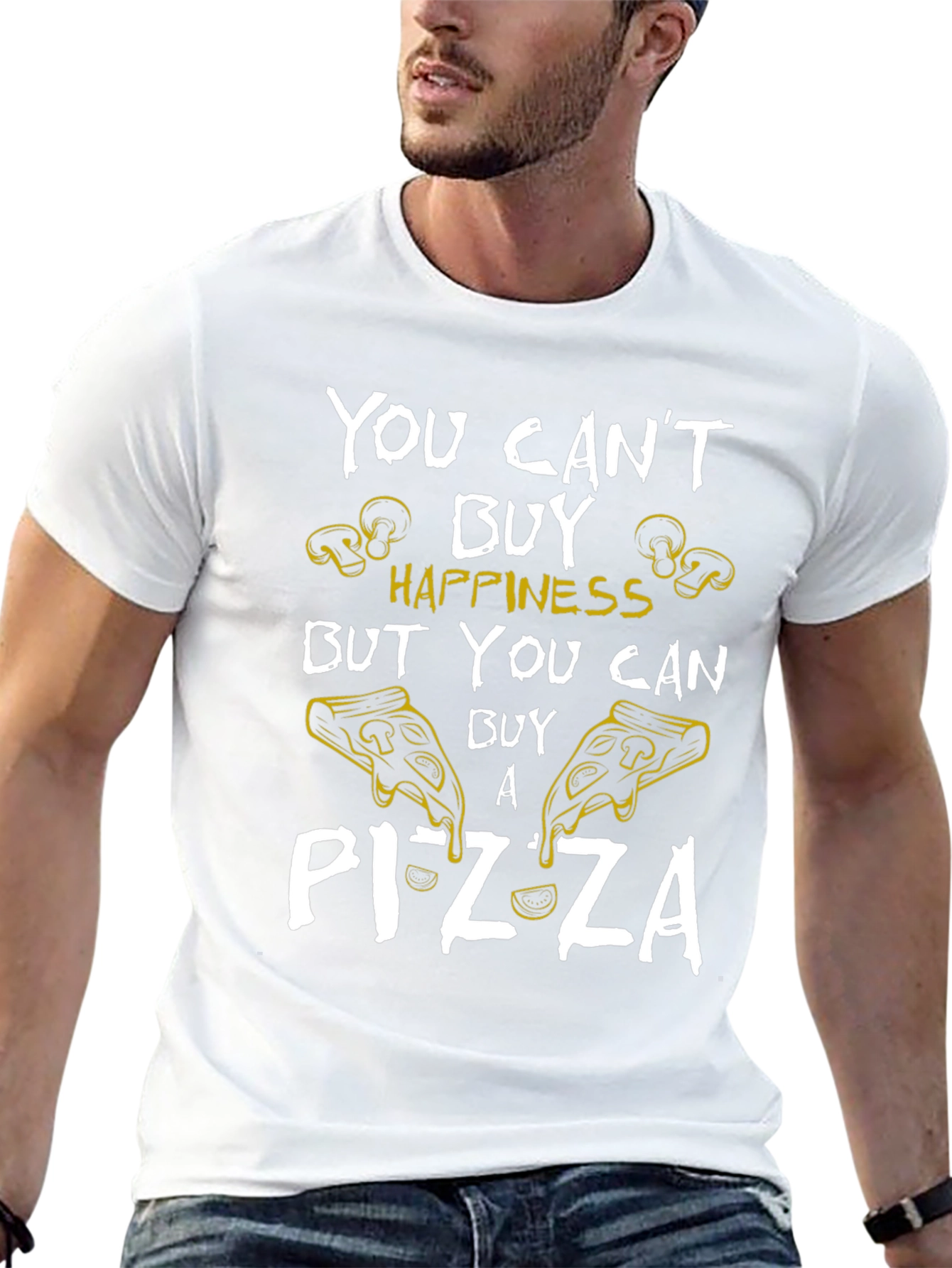Pizza Happiness Graphic T-Shirt - Unisex Black Tee