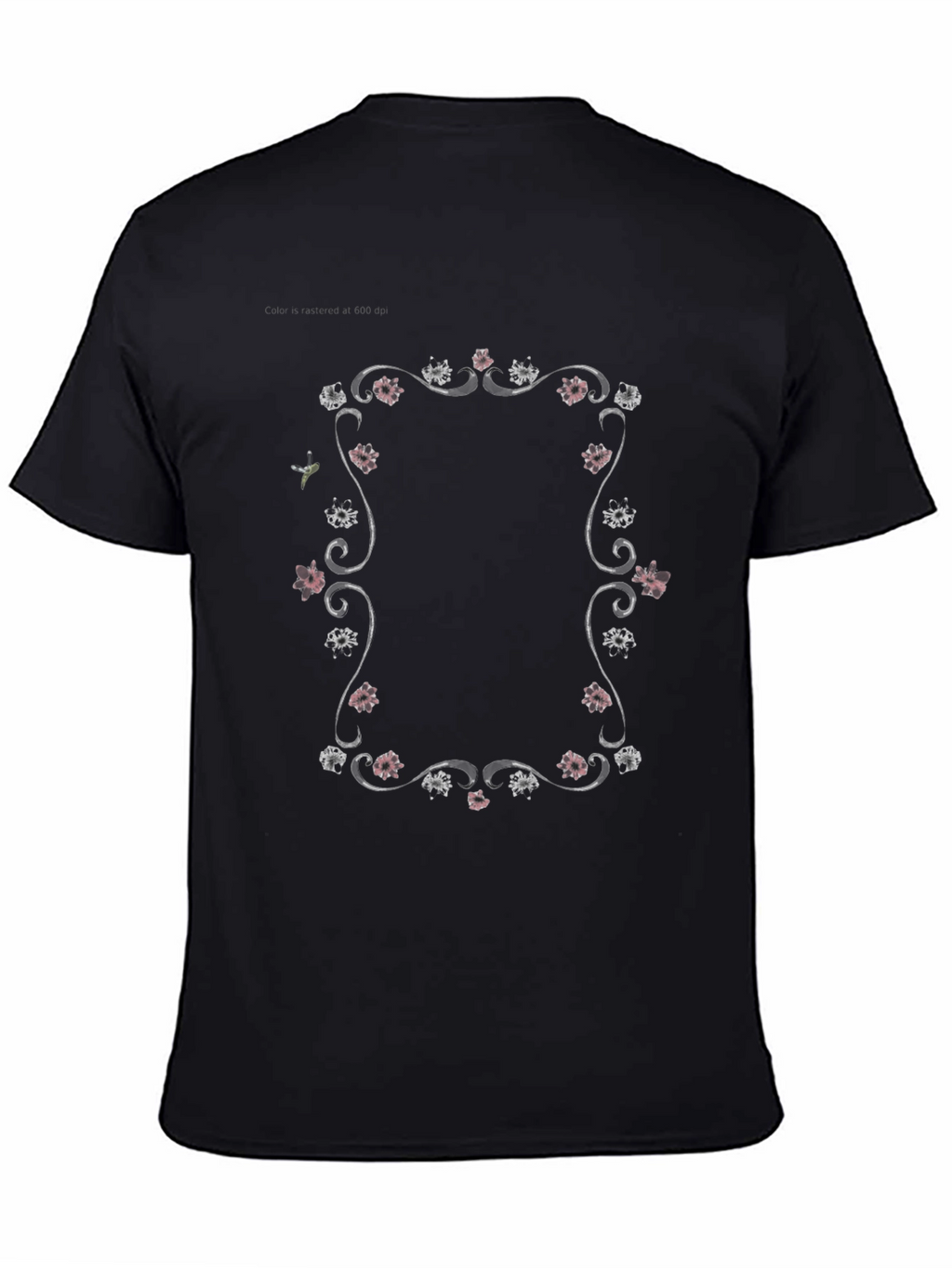 Floral Frame Graphic Tee - Black Unisex T-Shirt