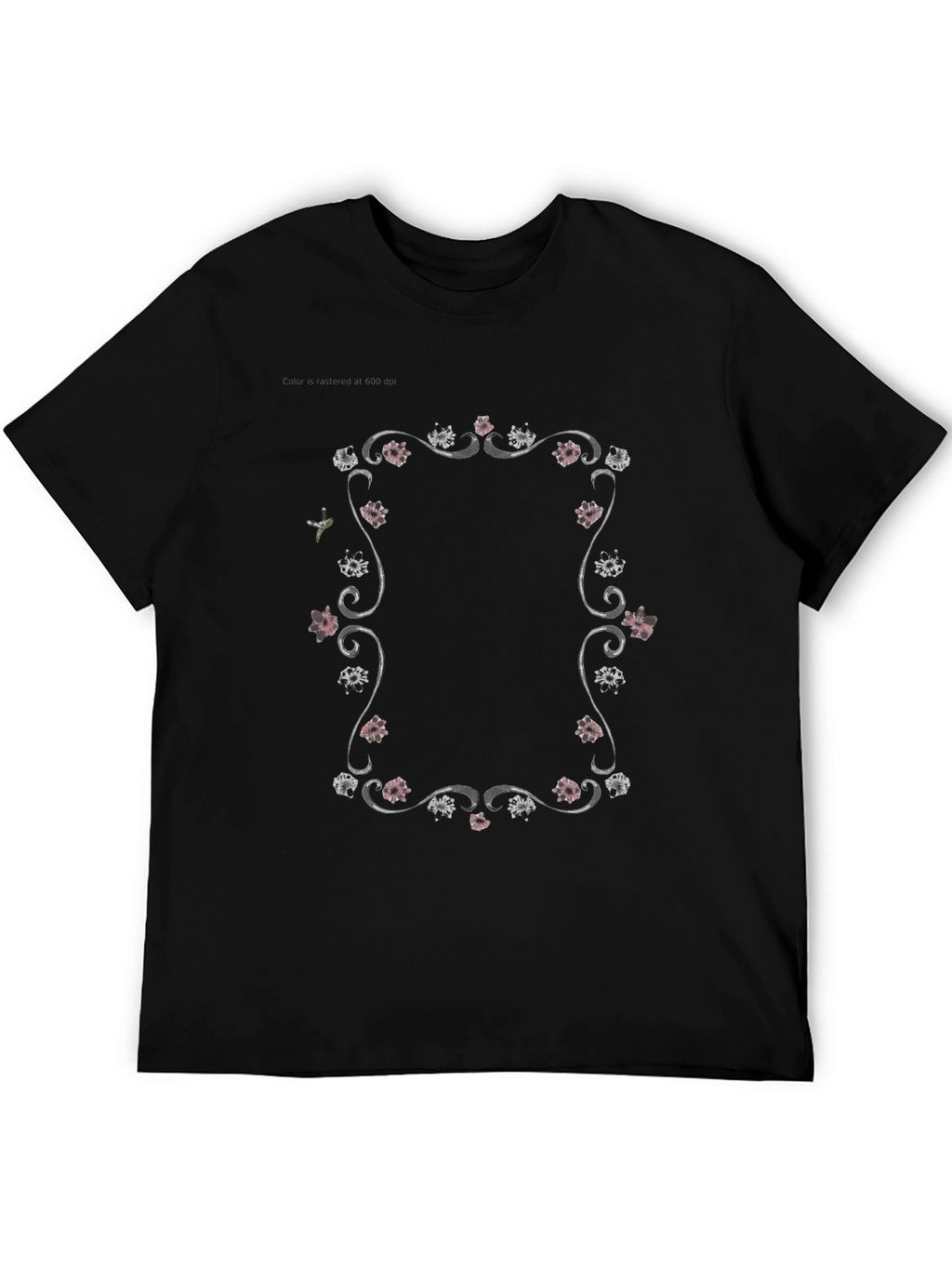 Floral Frame Graphic Tee - Black Unisex T-Shirt