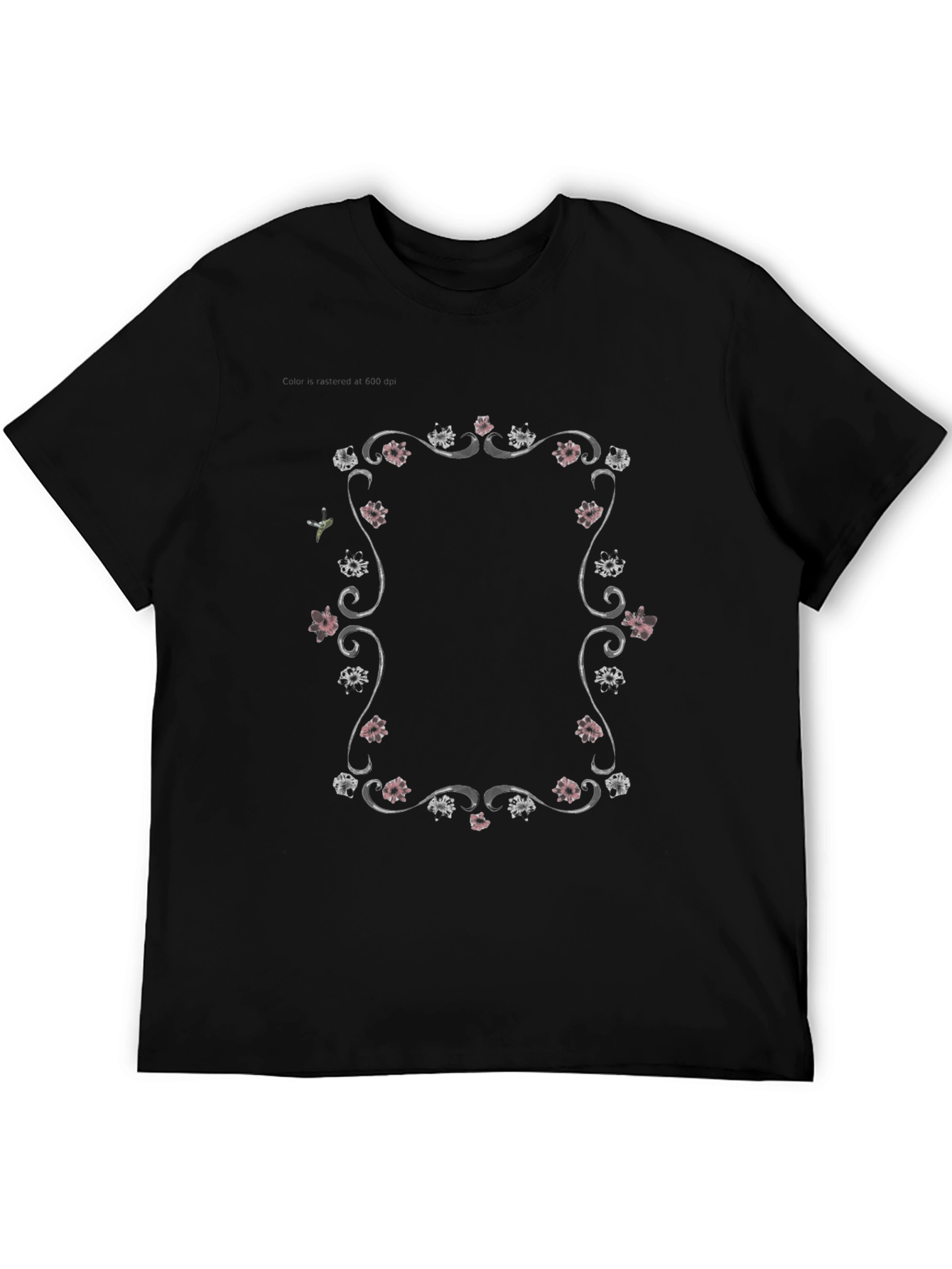 Floral Frame Graphic Tee - Black Unisex T-Shirt