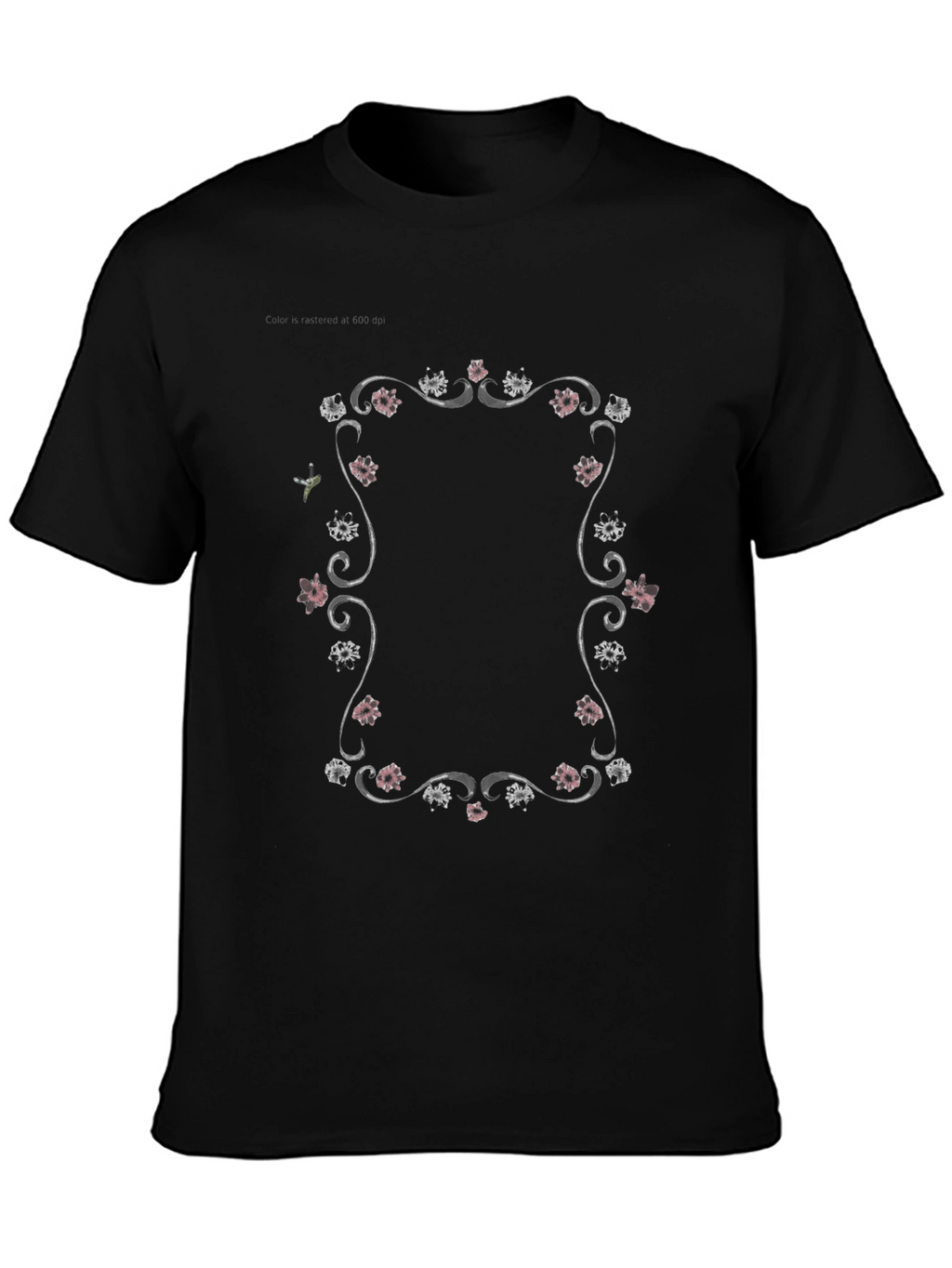 Floral Frame Graphic Tee - Black Unisex T-Shirt