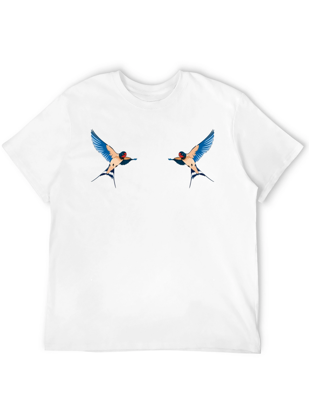 Black T-Shirt with Swallow Bird Graphic