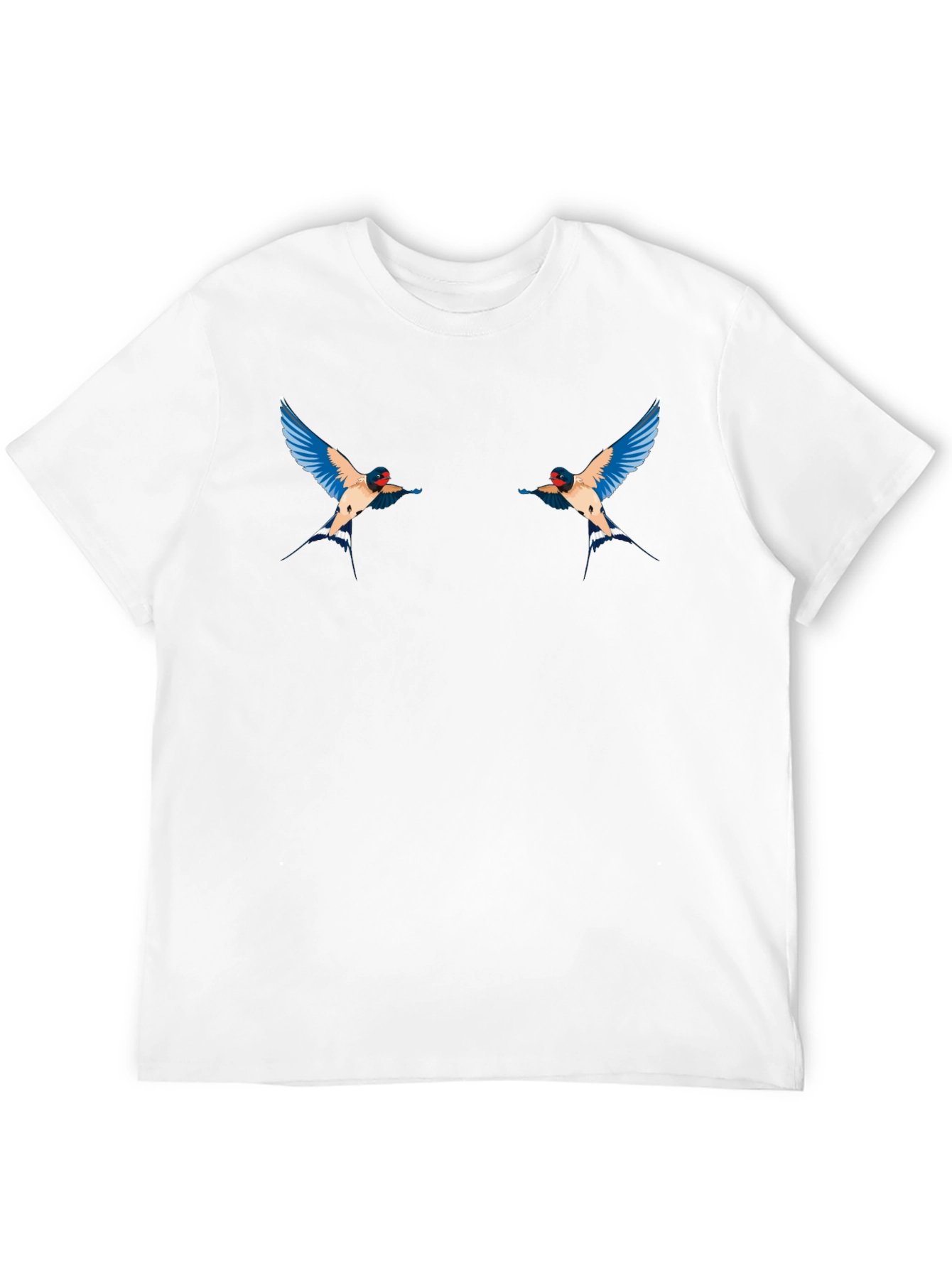 Black T-Shirt with Swallow Bird Graphic