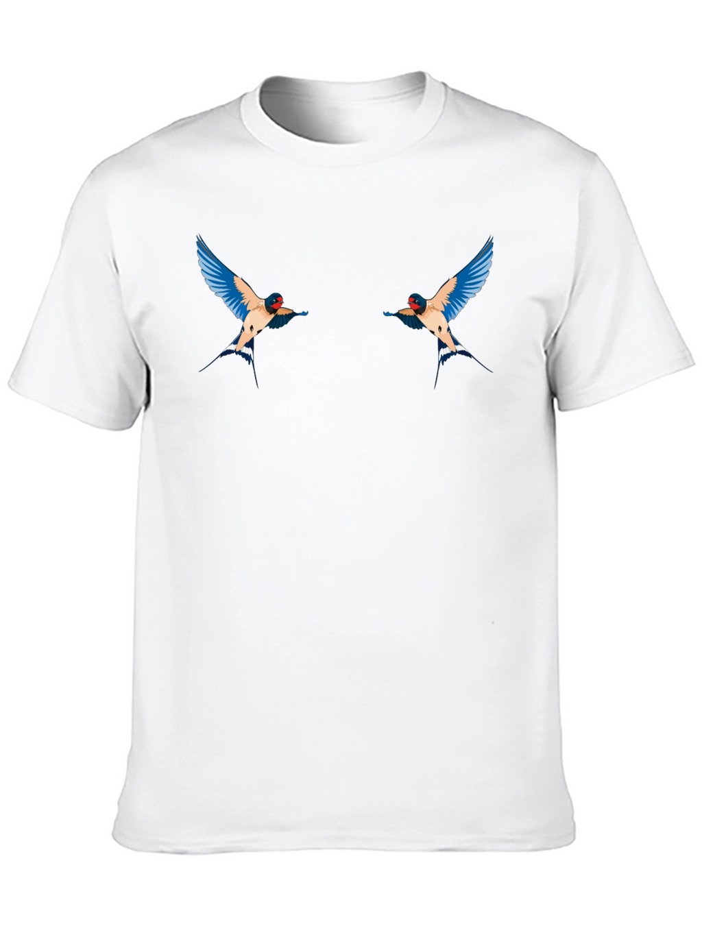 Black T-Shirt with Swallow Bird Graphic