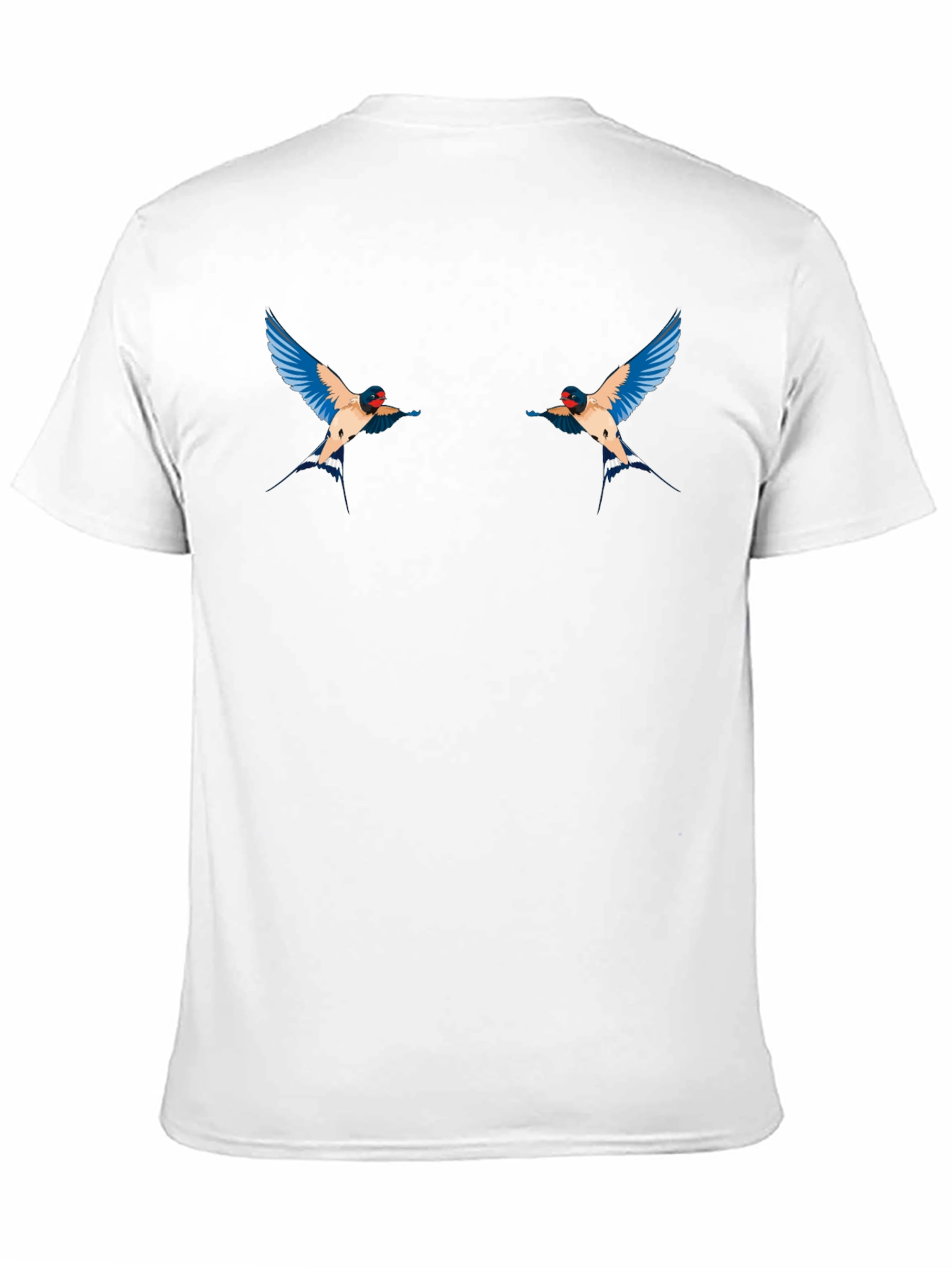 Black T-Shirt with Swallow Bird Graphic
