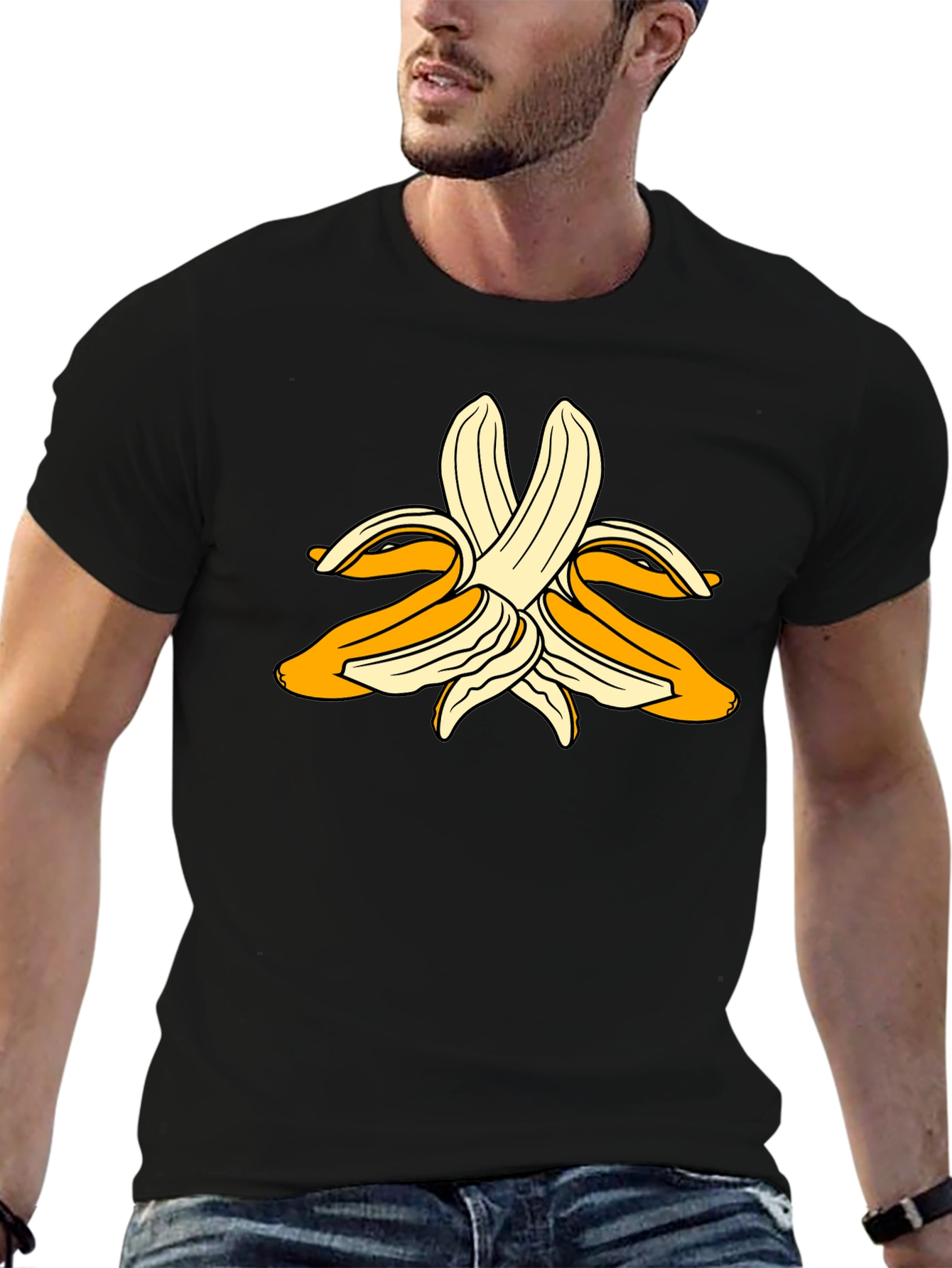 Banana Peel Graphic Black T-Shirt