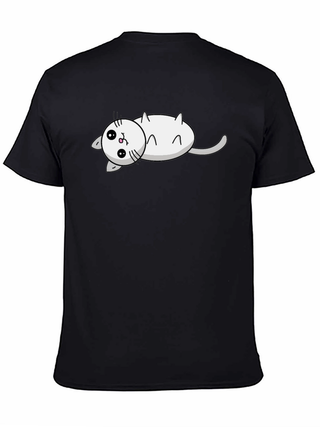 Cute Cat Cartoon Black T-Shirt