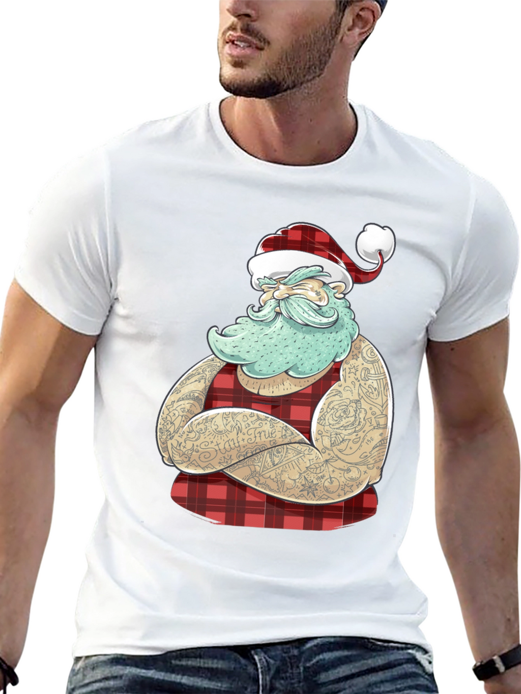 Tattooed Santa Graphic Tee - Holiday Style