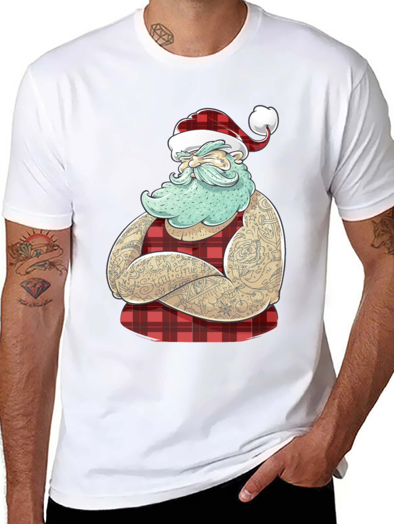 Tattooed Santa Graphic Tee - Holiday Style