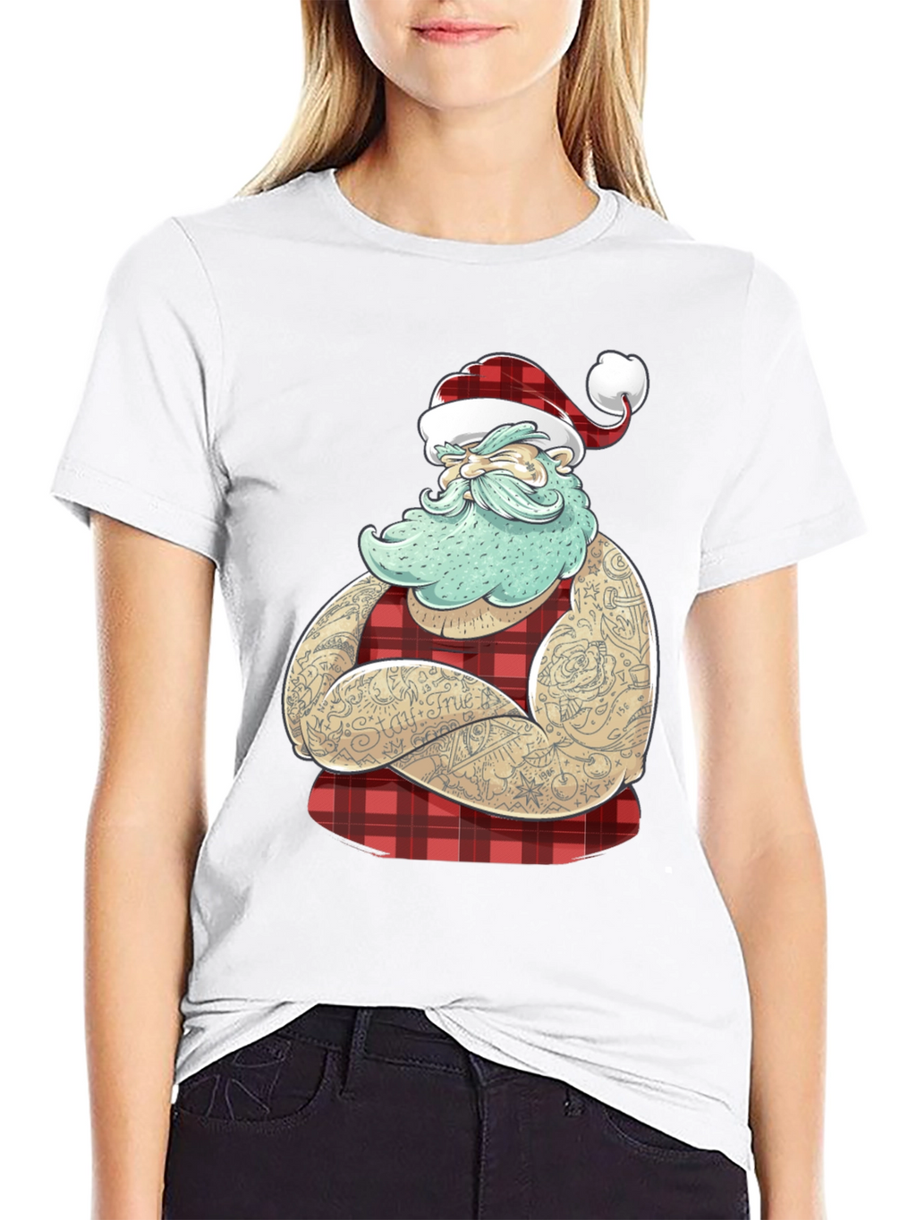 Tattooed Santa Graphic Tee - Holiday Style