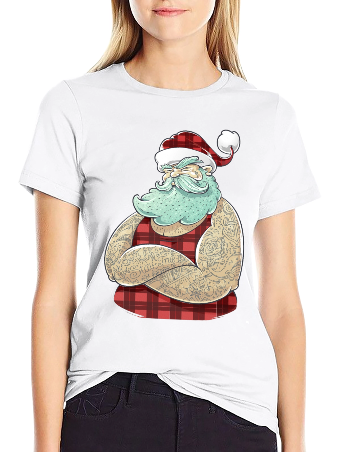 Tattooed Santa Graphic Tee - Holiday Style