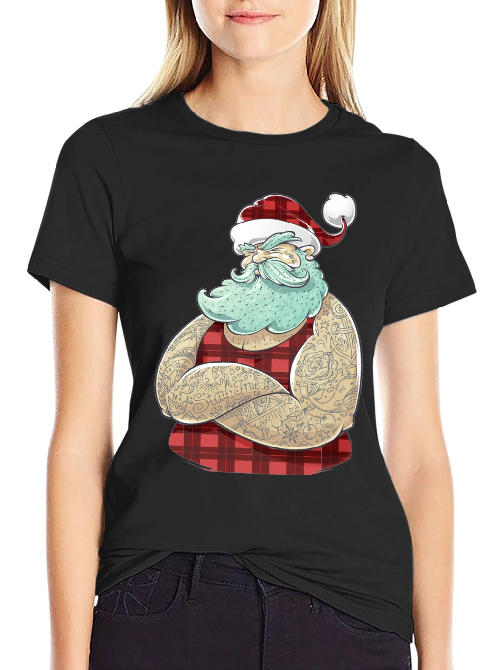 Tattooed Santa Graphic Tee - Holiday Style