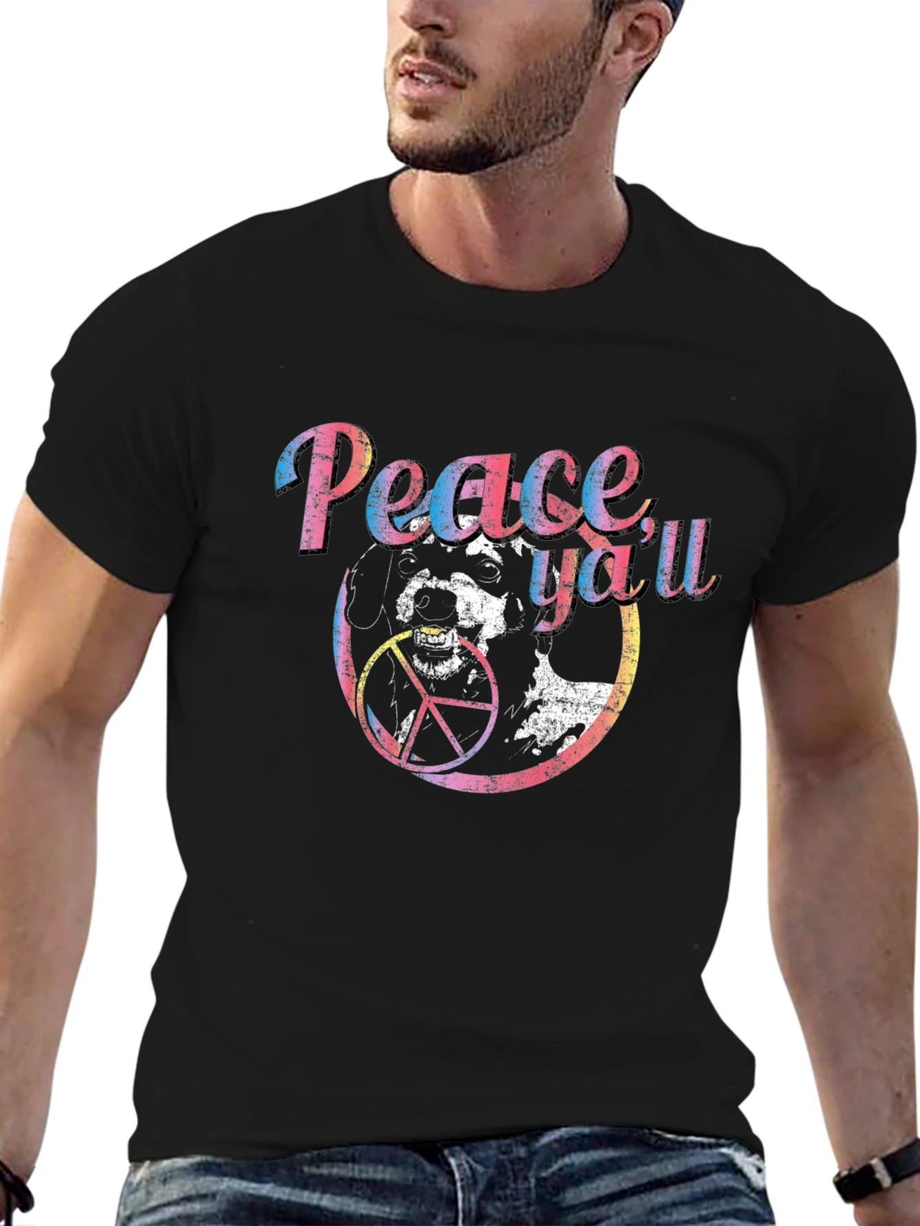 Peace Yall Dog Graphic T-Shirt