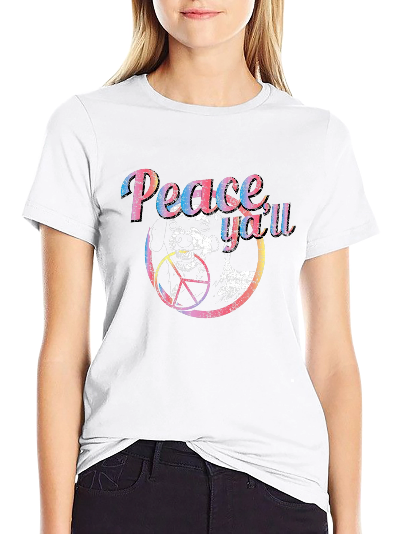 Peace Yall Dog Graphic T-Shirt