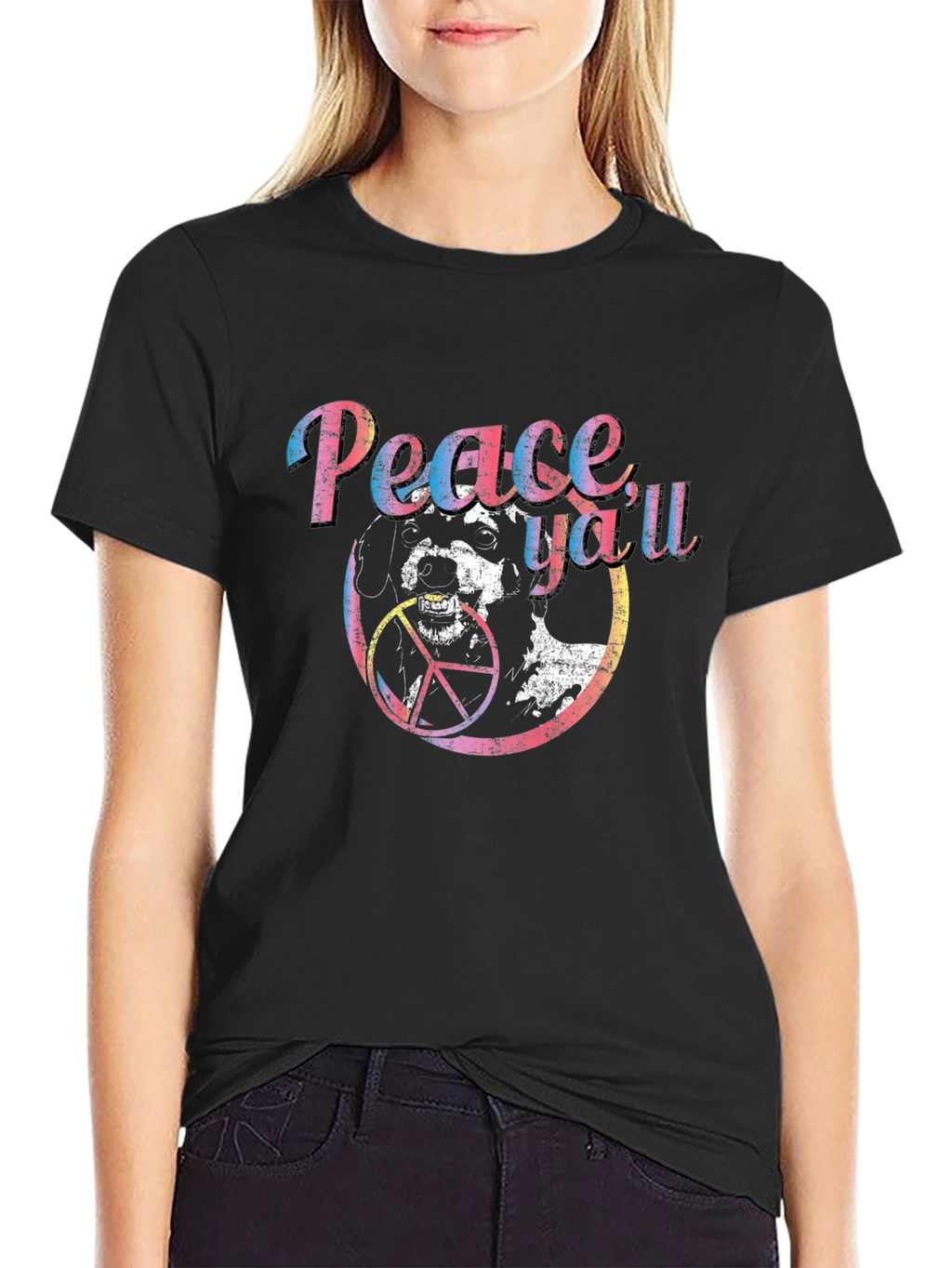 Peace Yall Dog Graphic T-Shirt