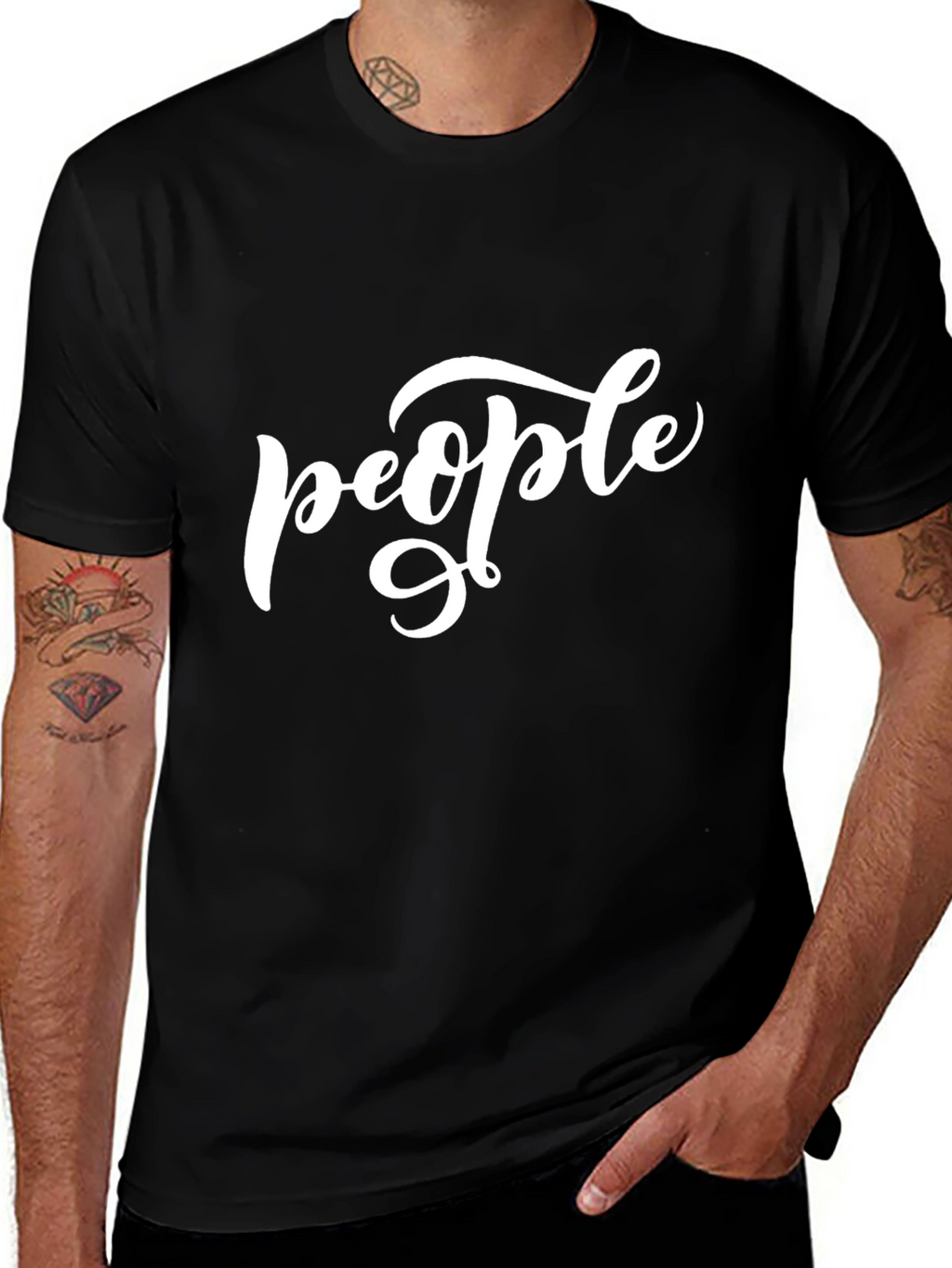 People Graphic T-Shirt - Casual Black Tee