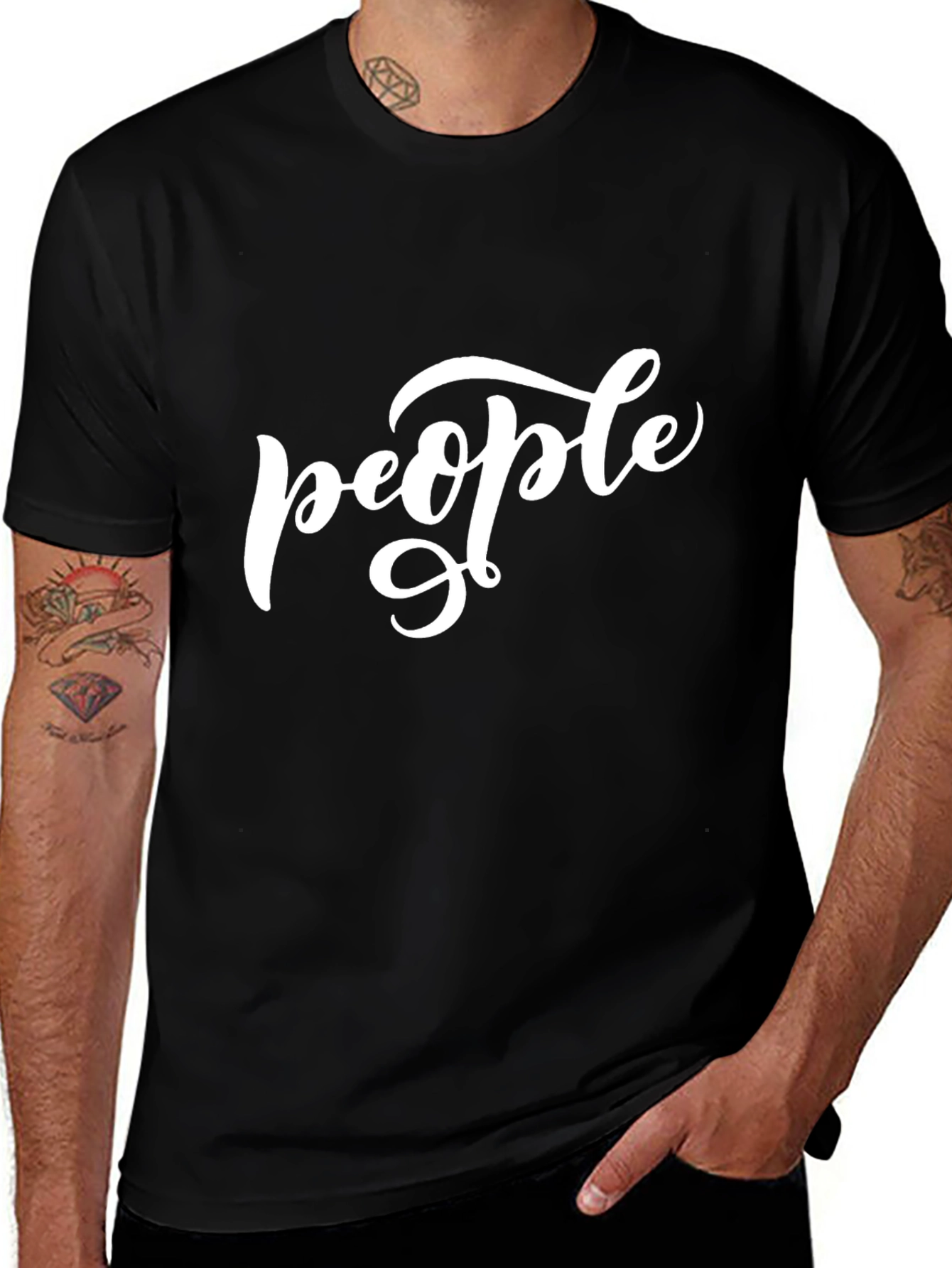 People Graphic T-Shirt - Casual Black Tee