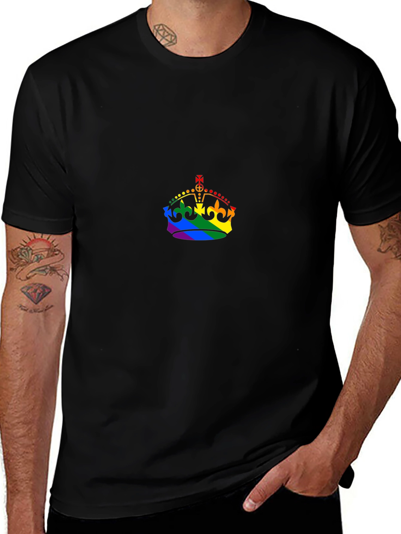 Rainbow Crown Graphic Black T-Shirt