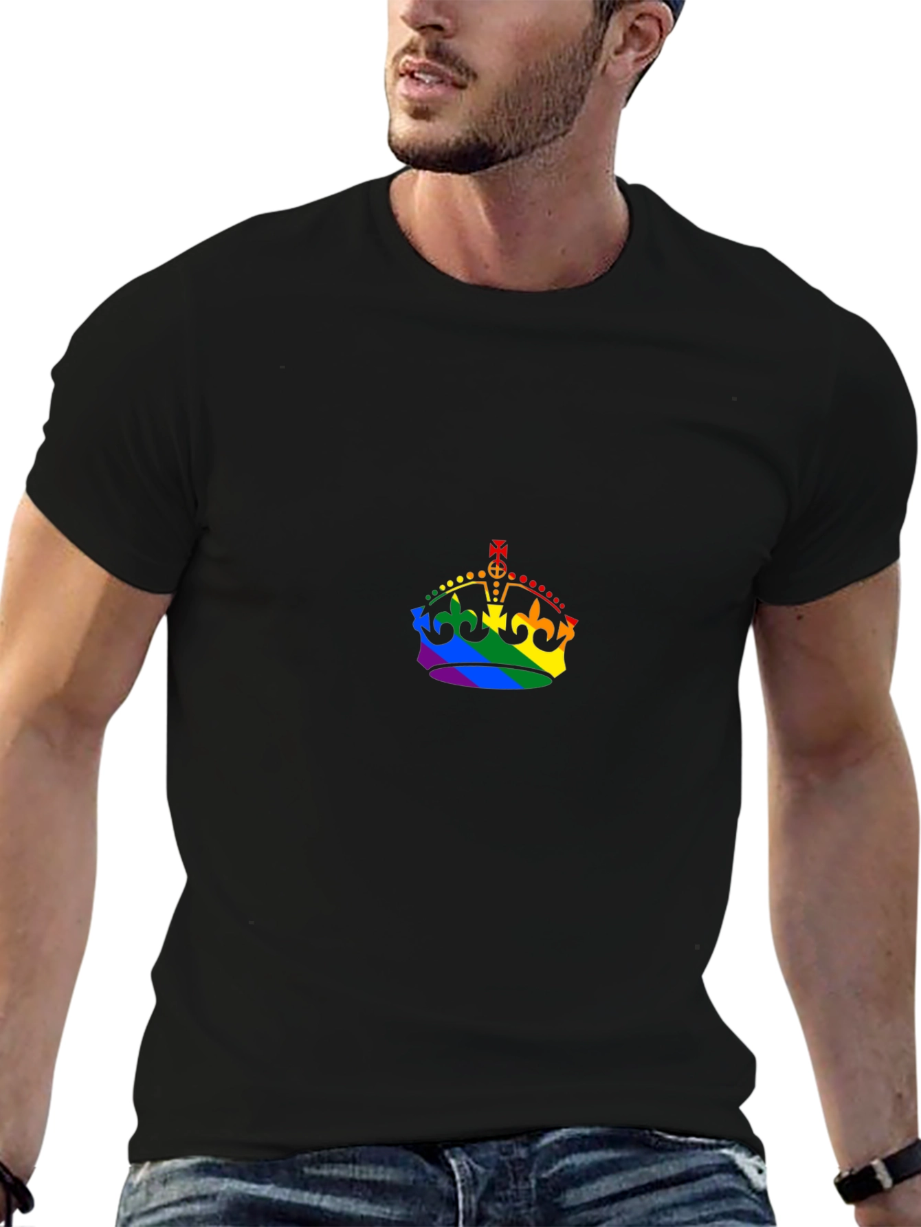 Rainbow Crown Graphic Black T-Shirt