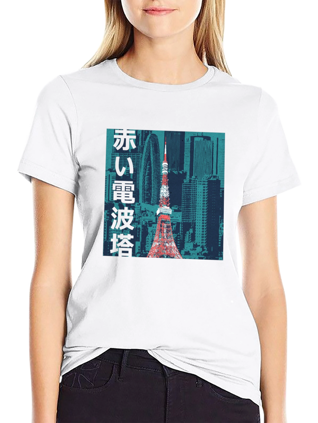 Tokyo Tower Graphic Print Black T-Shirt