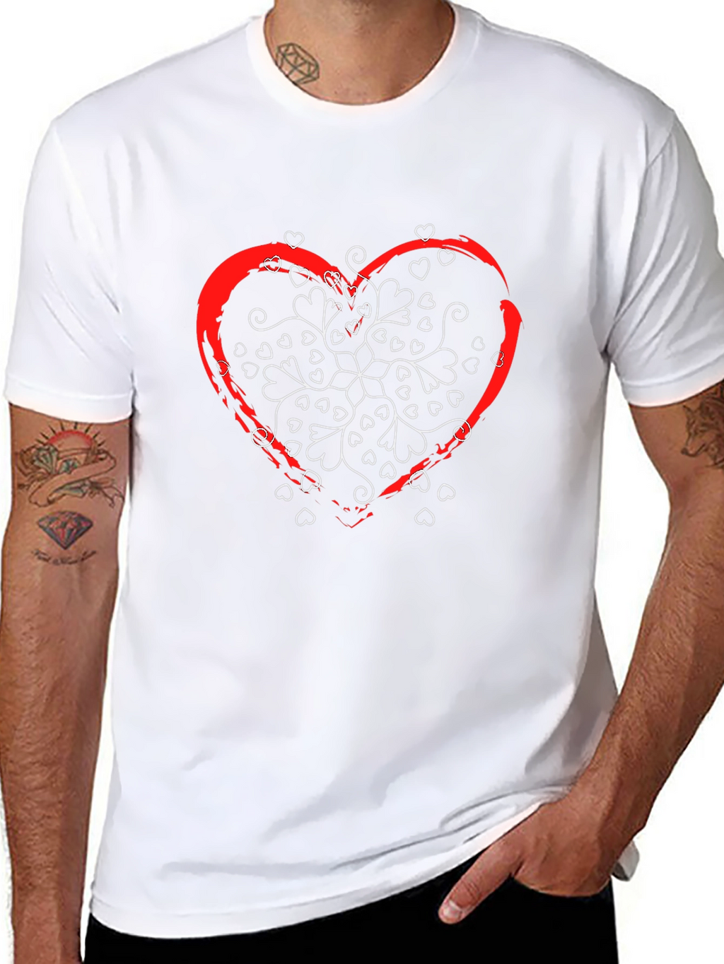 Heart Mandala Graphic T-Shirt - Stylish Black Tee