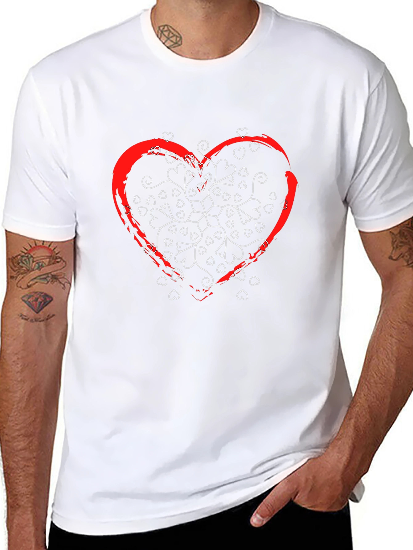 Heart Mandala Graphic T-Shirt - Stylish Black Tee