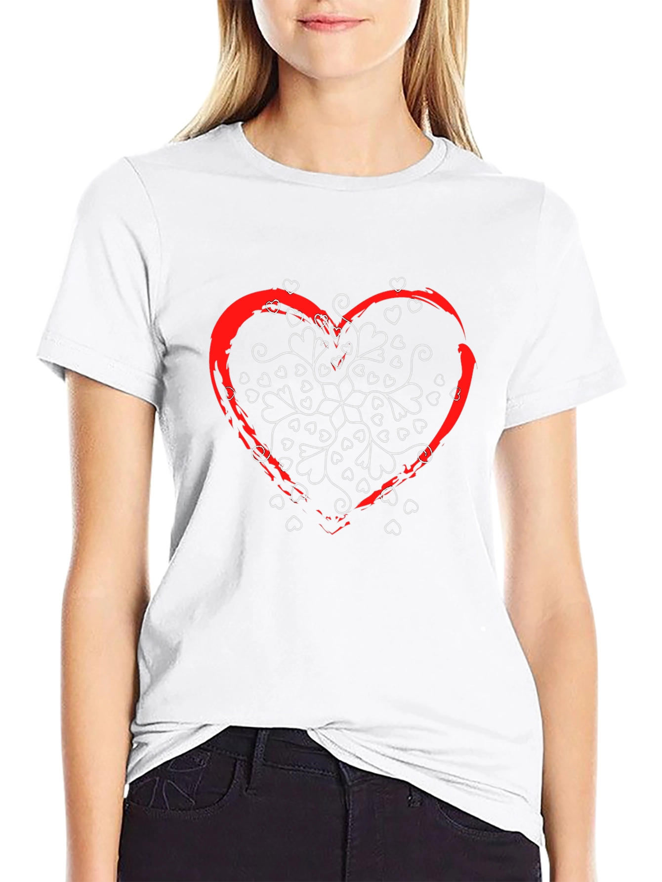 Heart Mandala Graphic T-Shirt - Stylish Black Tee