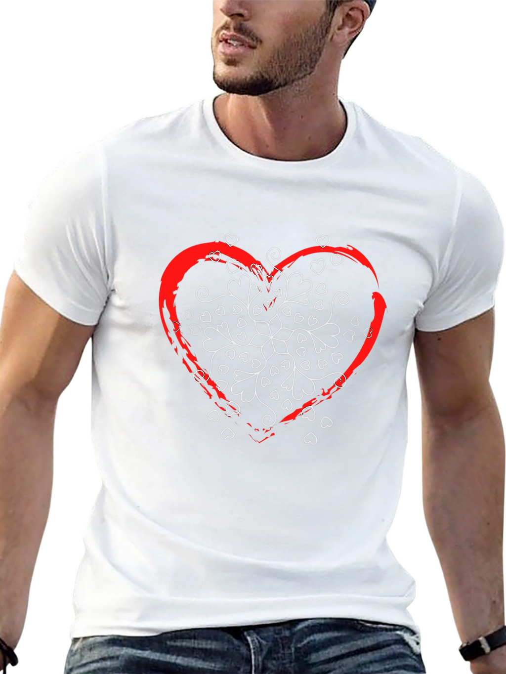 Heart Mandala Graphic T-Shirt - Stylish Black Tee