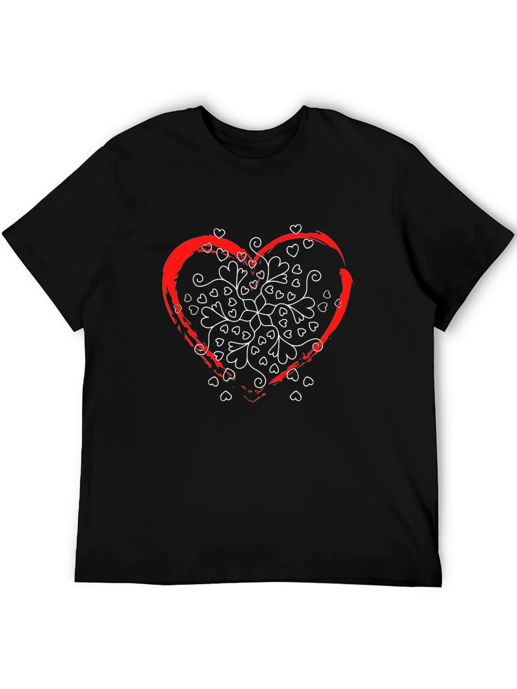 Heart Mandala Graphic T-Shirt - Stylish Black Tee
