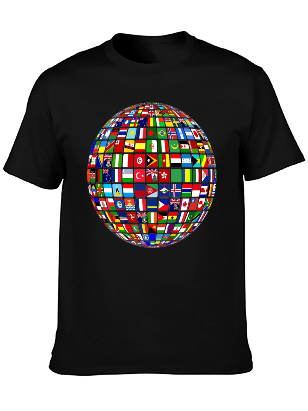 Flags of All Nations Globe Graphic Tee - Black