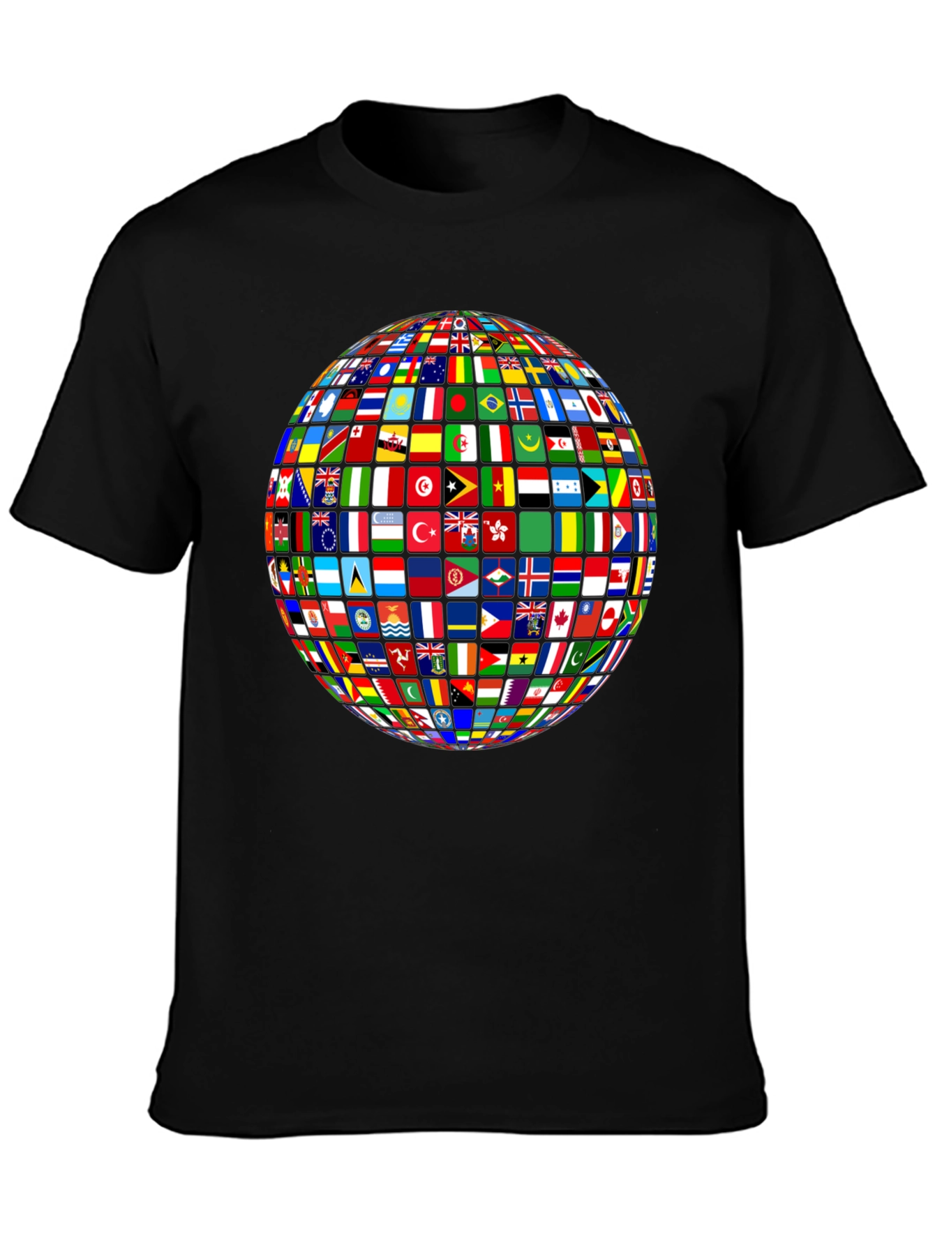 Flags of All Nations Globe Graphic Tee - Black