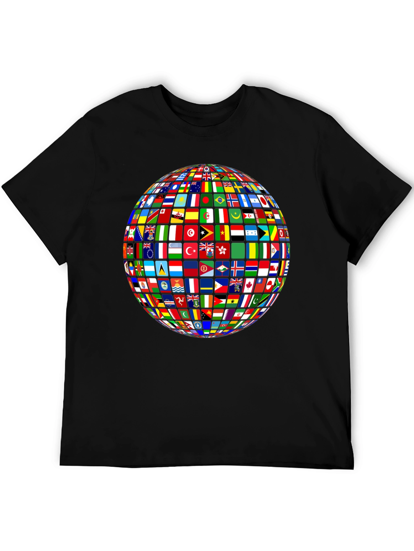 Flags of All Nations Globe Graphic Tee - Black