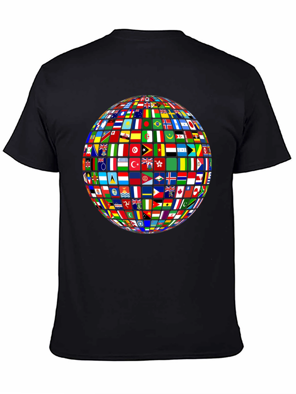 Flags of All Nations Globe Graphic Tee - Black