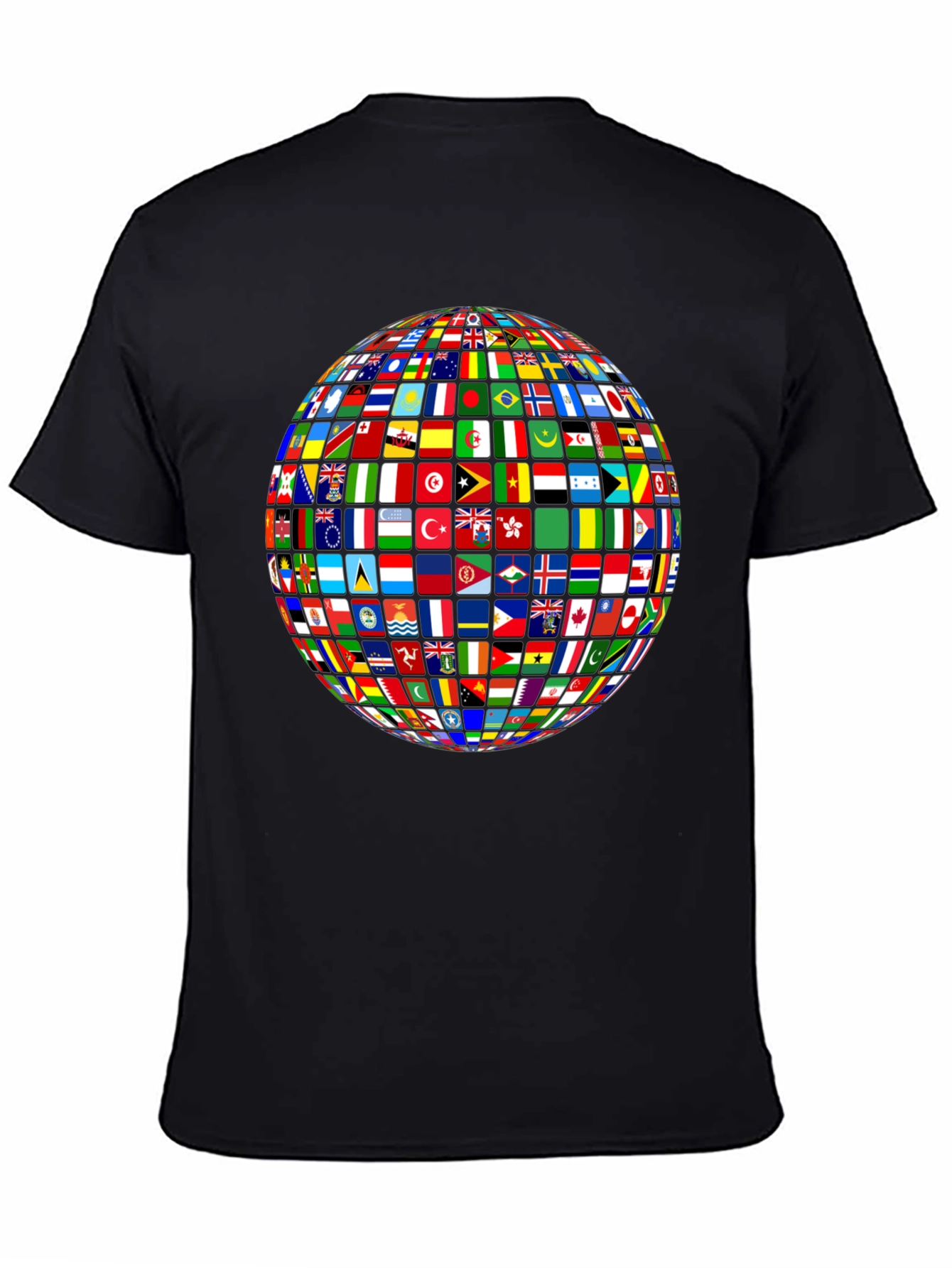 Flags of All Nations Globe Graphic Tee - Black