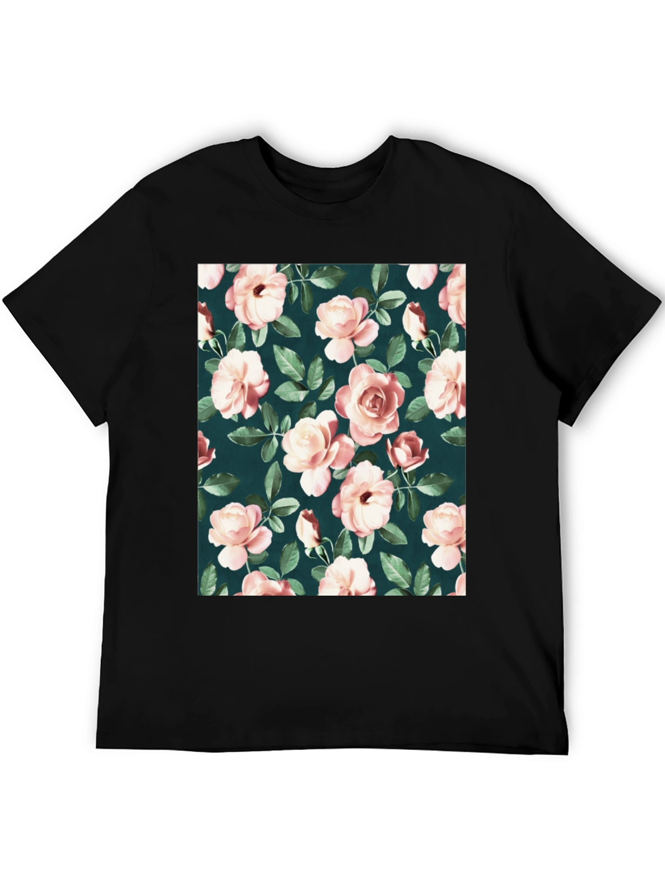 Floral Rose Pattern T-Shirt - Classic Style