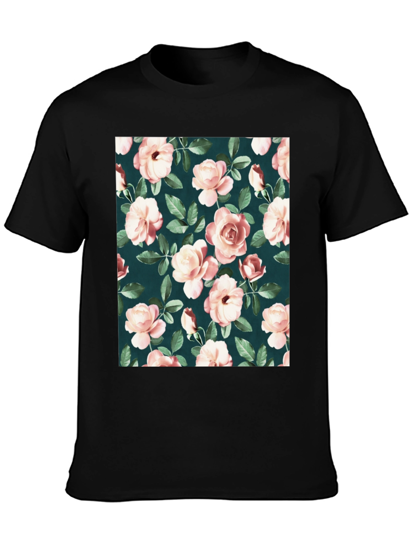 Floral Rose Pattern T-Shirt - Classic Style