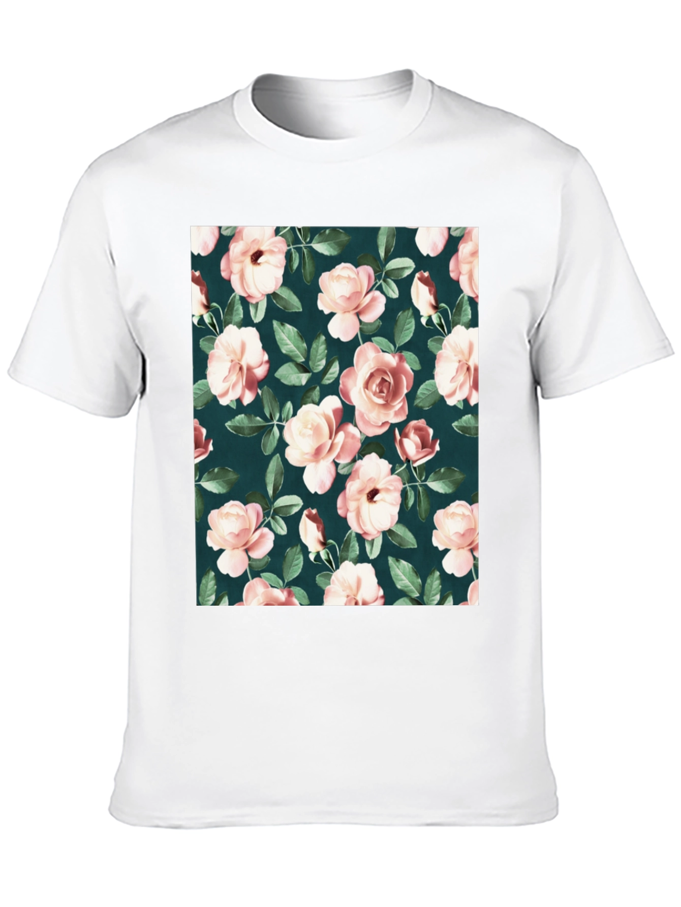 Floral Rose Pattern T-Shirt - Classic Style