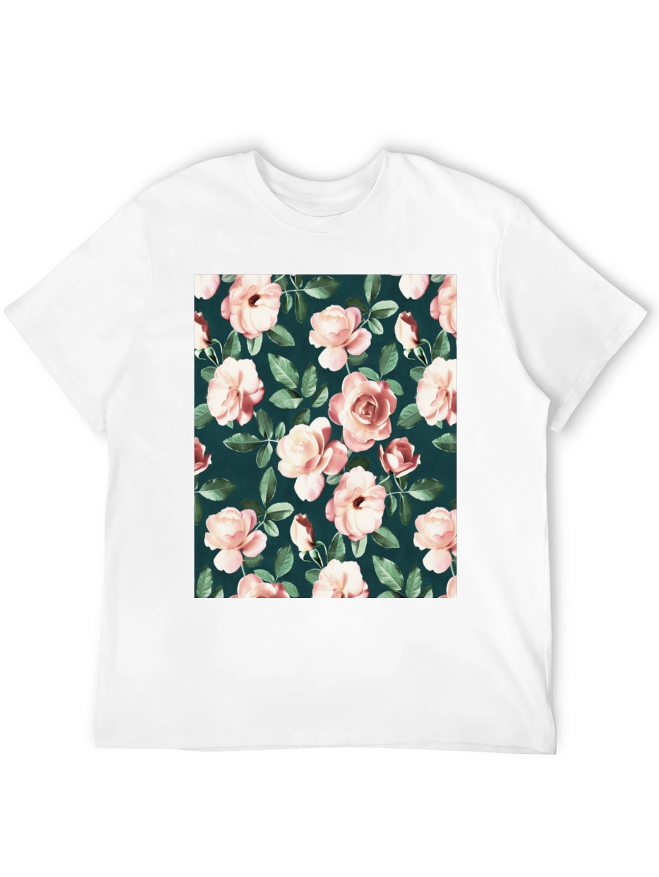 Floral Rose Pattern T-Shirt - Classic Style