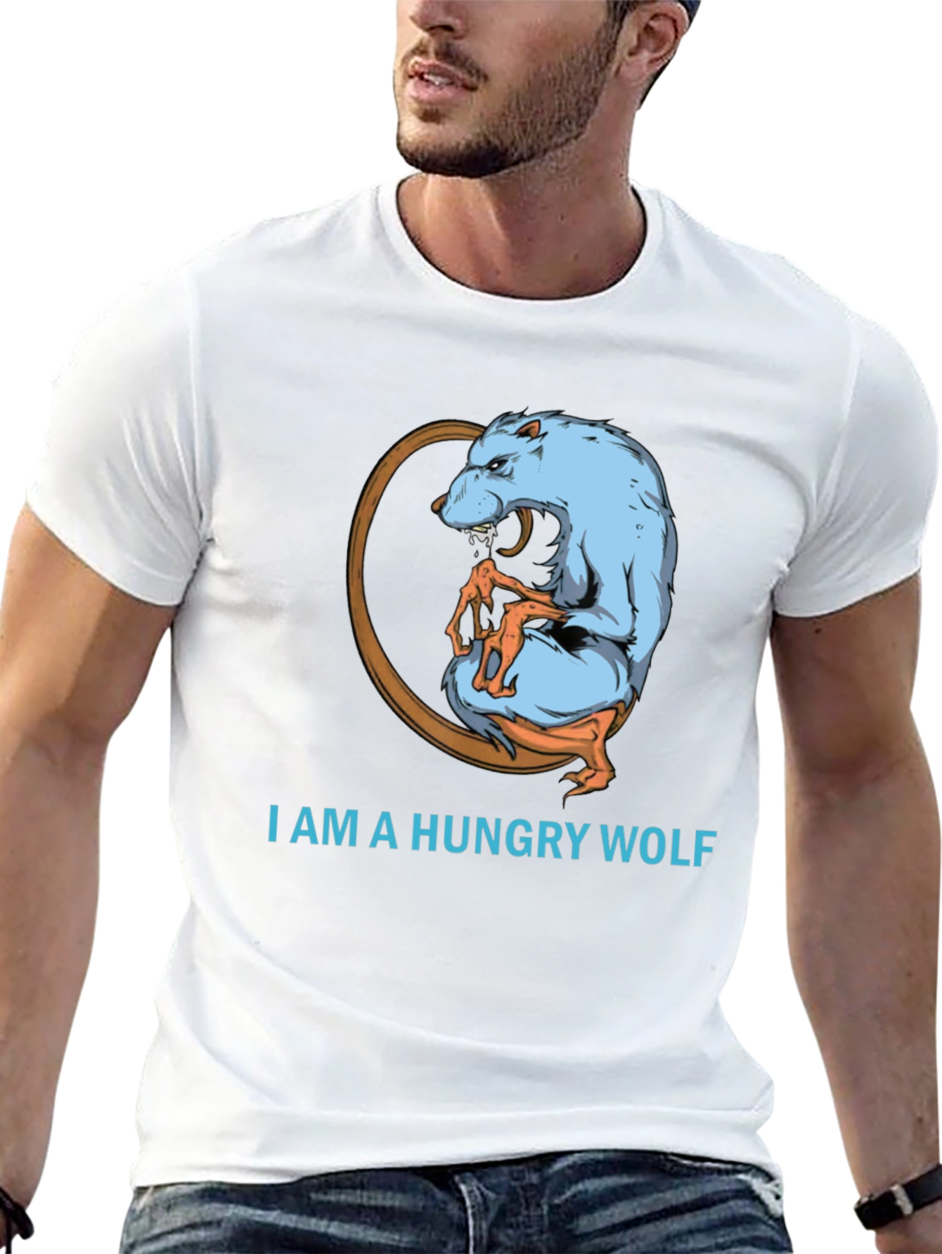 Hungry Wolf Graphic Tee - Bold and Unique Design