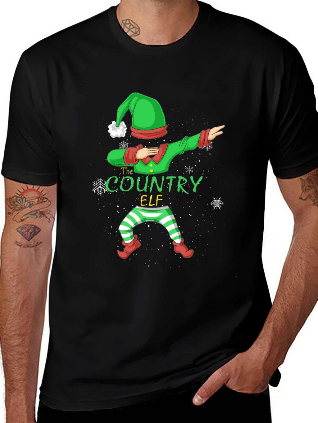 Country Elf Dabbing Christmas T-Shirt
