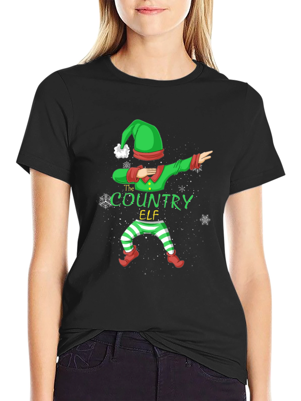 Country Elf Dabbing Christmas T-Shirt