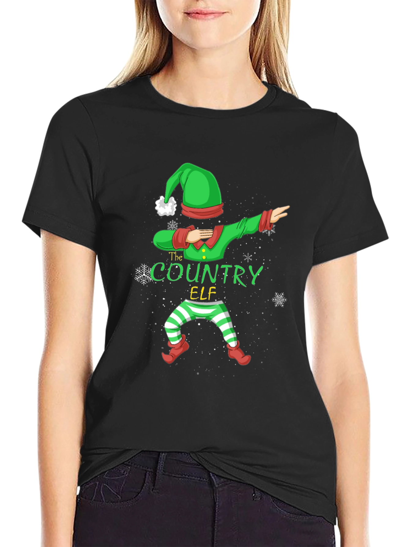 Country Elf Dabbing Christmas T-Shirt