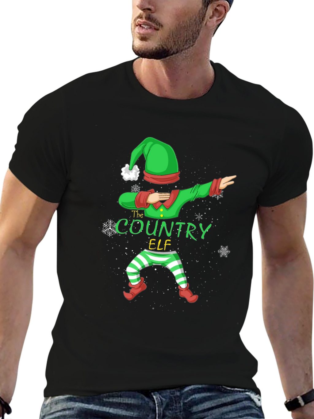 Country Elf Dabbing Christmas T-Shirt