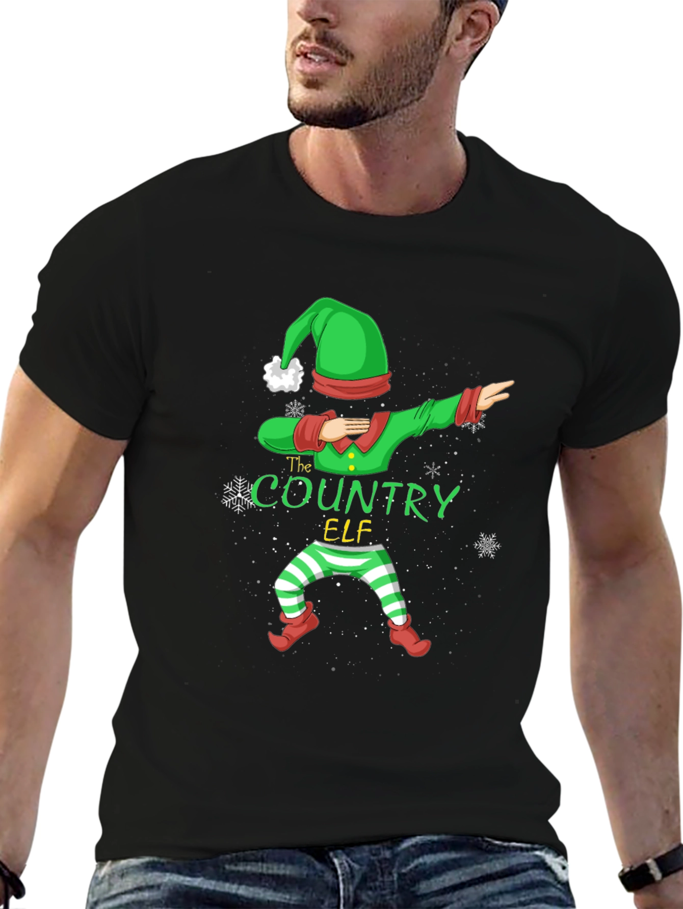 Country Elf Dabbing Christmas T-Shirt