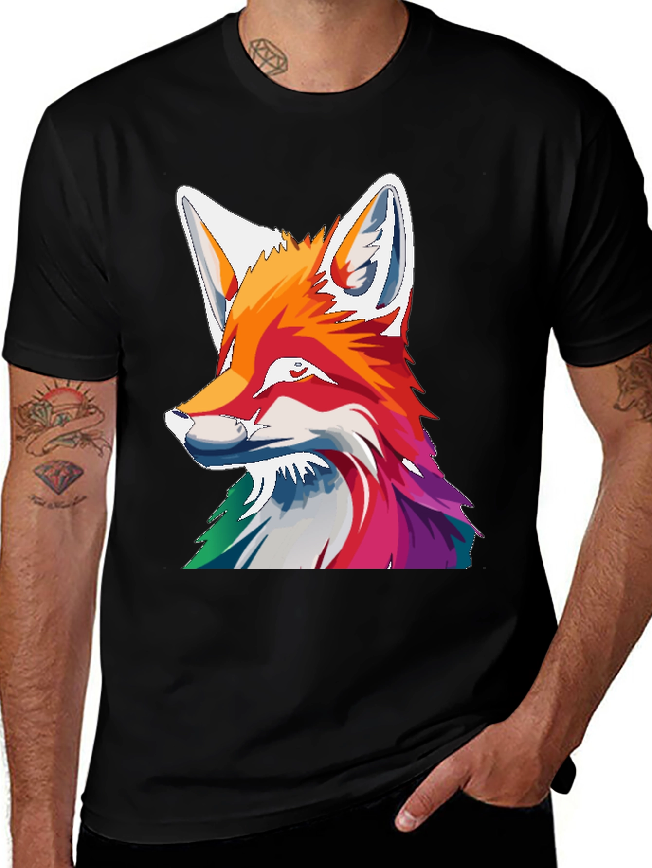 Fox Graphic Tee - Colorful Animal Print Shirt