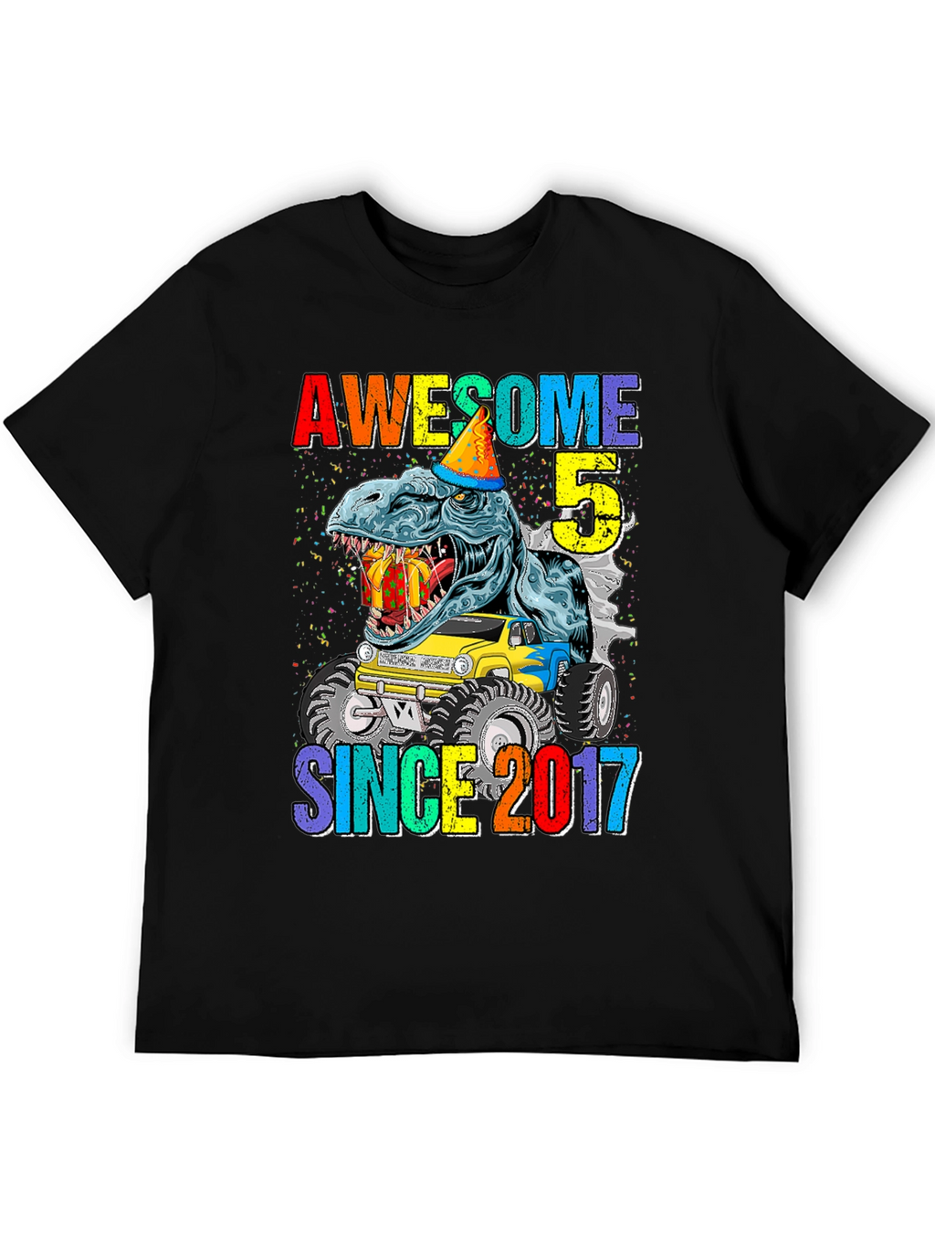 Awesome 5 Since 2017 T-Rex Birthday T-Shirt
