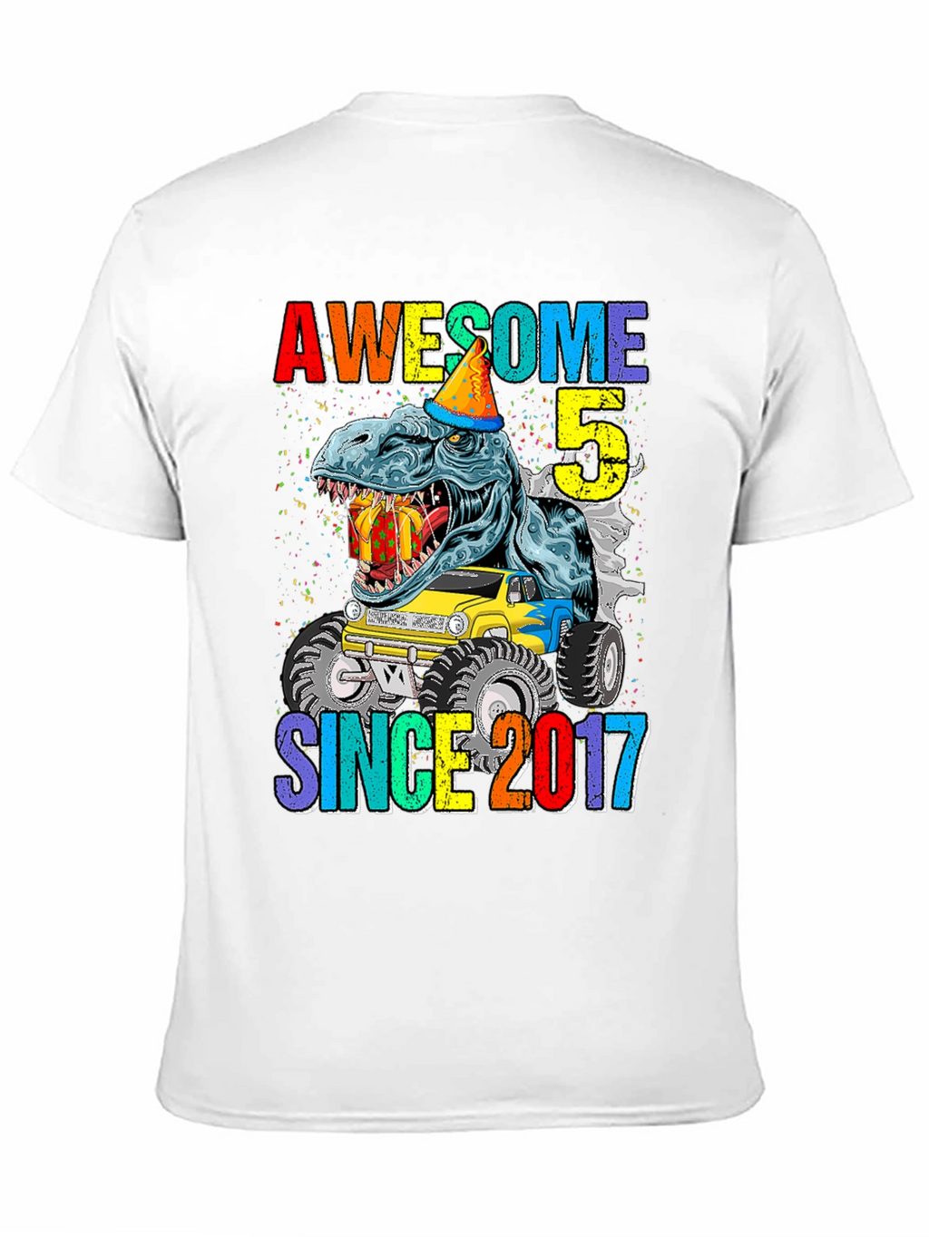 Awesome 5 Since 2017 T-Rex Birthday T-Shirt