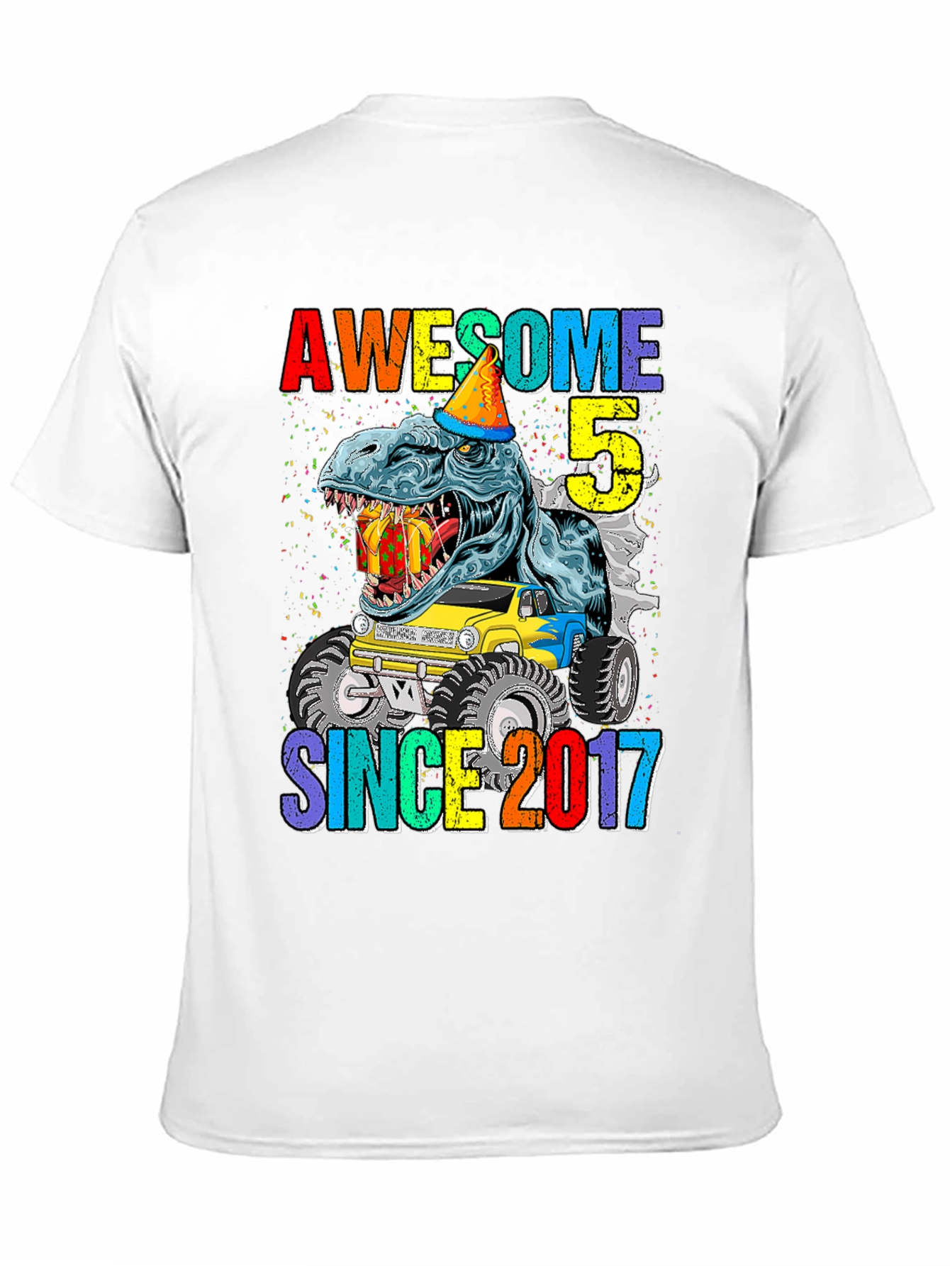 Awesome 5 Since 2017 T-Rex Birthday T-Shirt