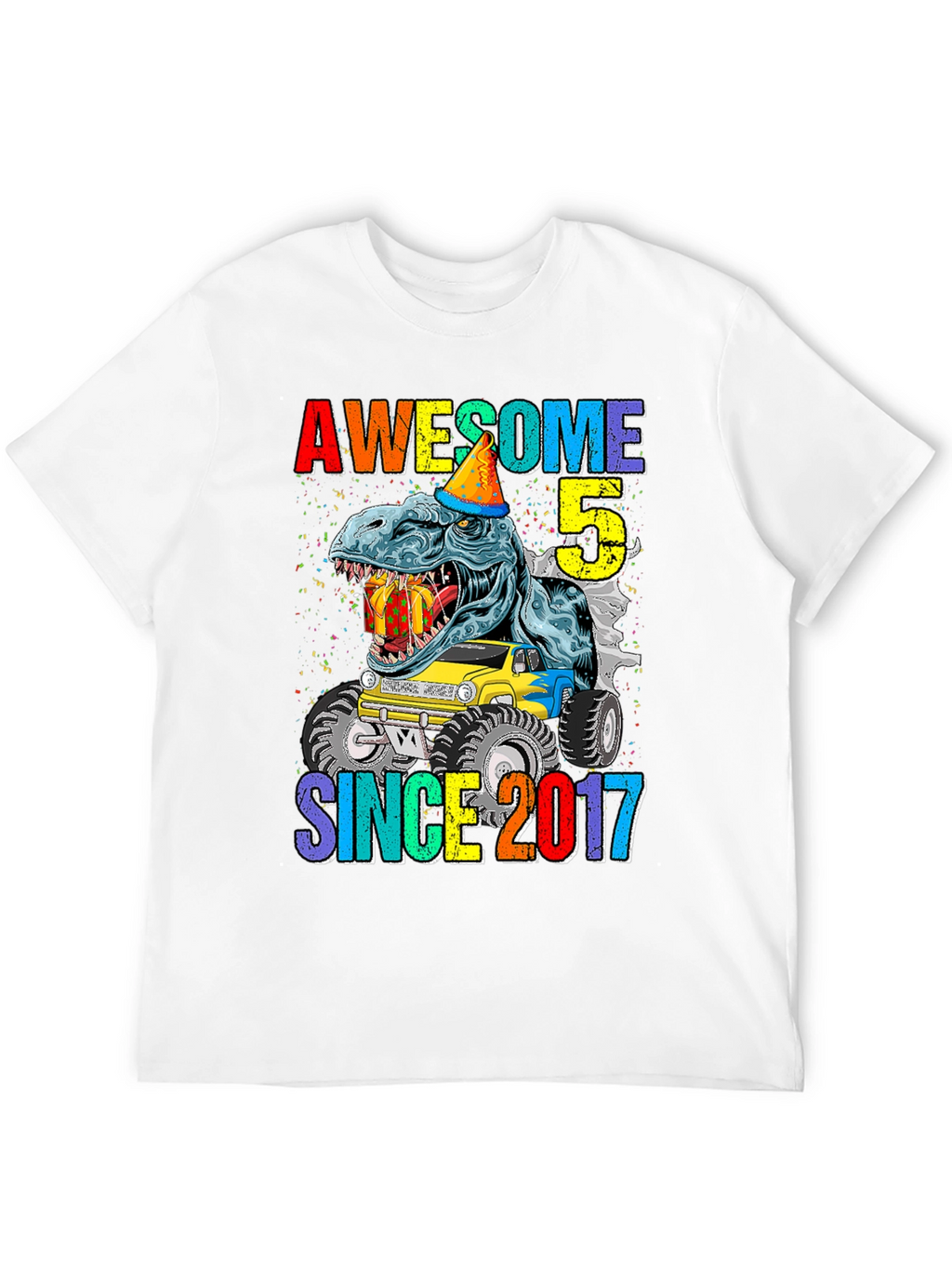 Awesome 5 Since 2017 T-Rex Birthday T-Shirt